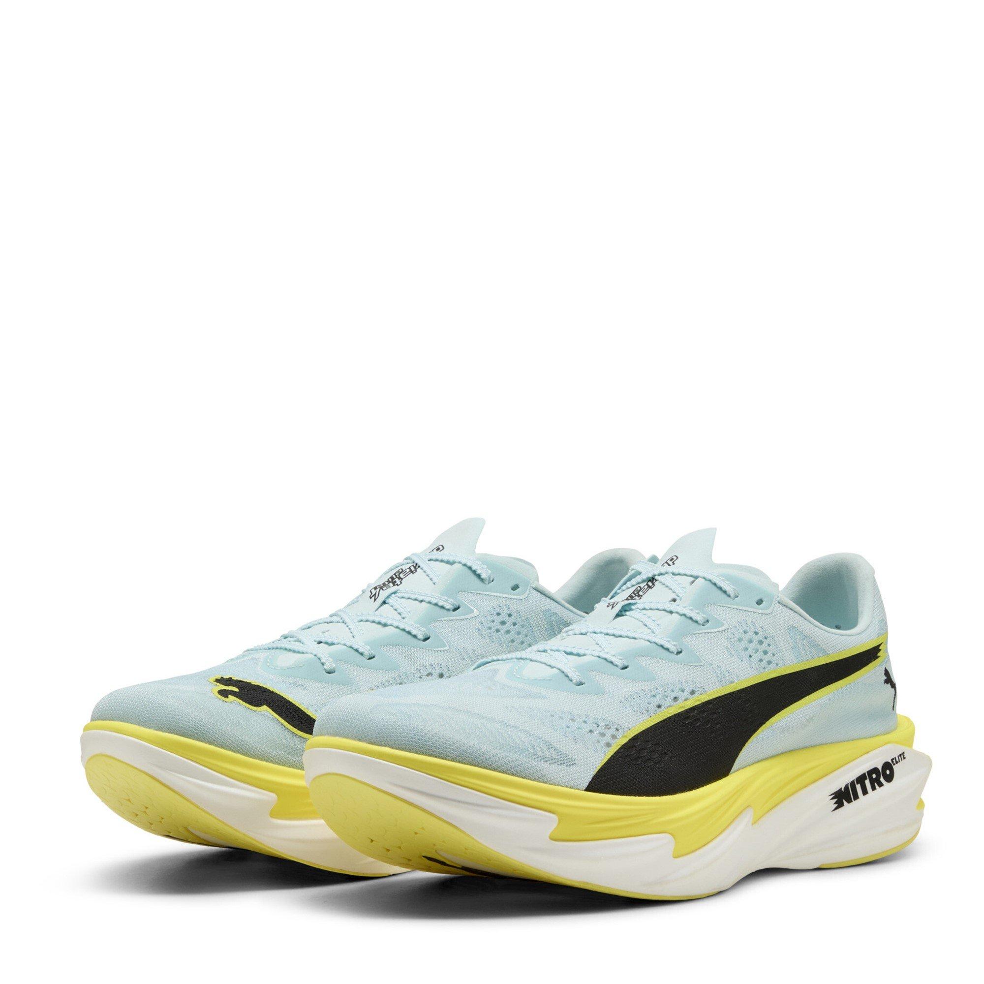 Puma Men's Deviate Elite 4 Road Running Shoes - Blue/Lemon - 7 (40.5)