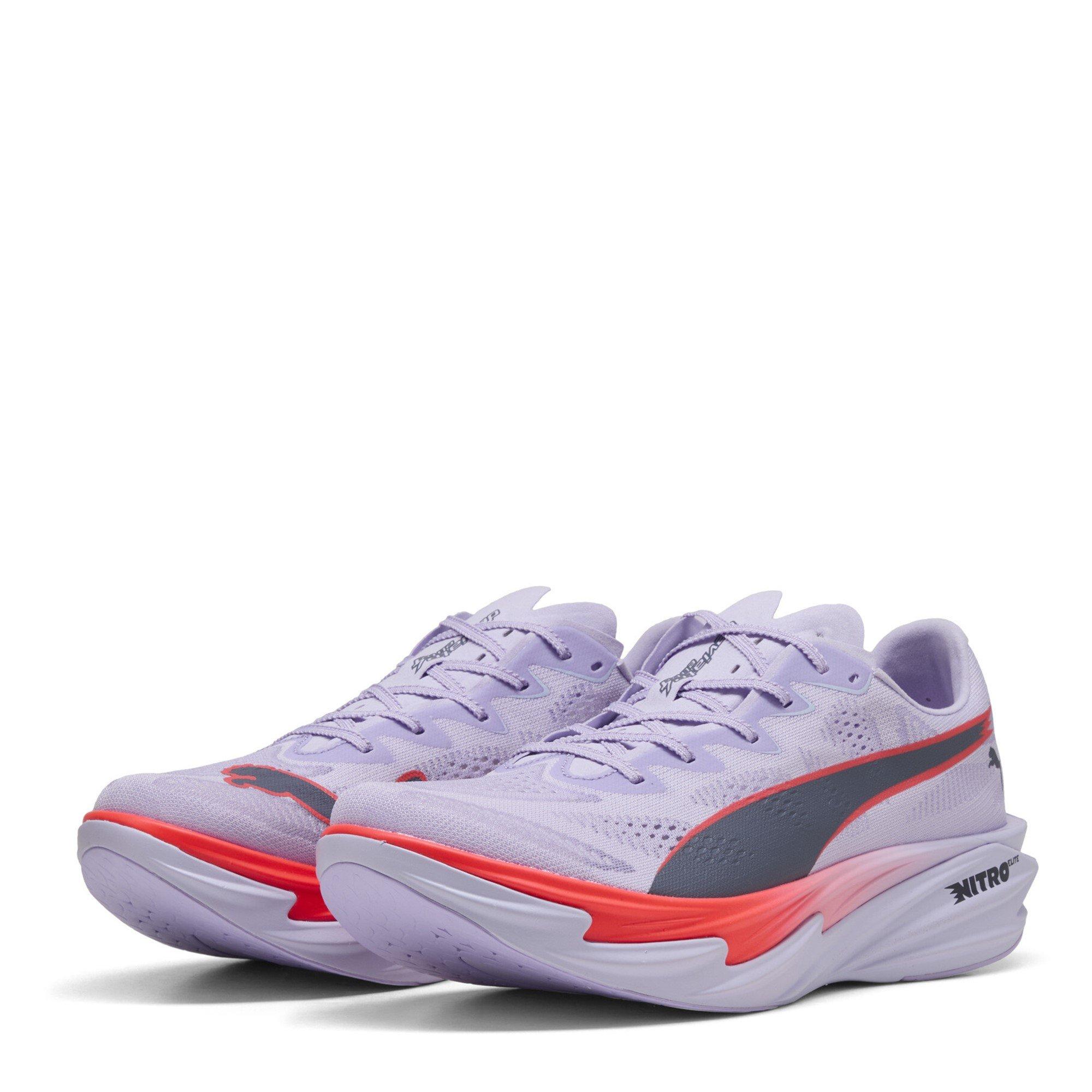 Puma Men's Deviate Elite 4 Road Running Shoes - Lavender/Red - 9 (43)