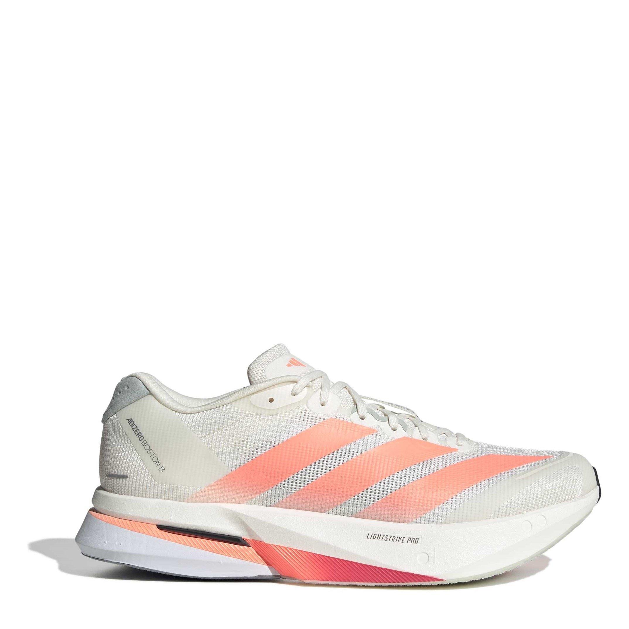 Adidas Men's Adizero Boston 13 Road Running Shoes - Wht/Orange/Grey - 9 (43.3)