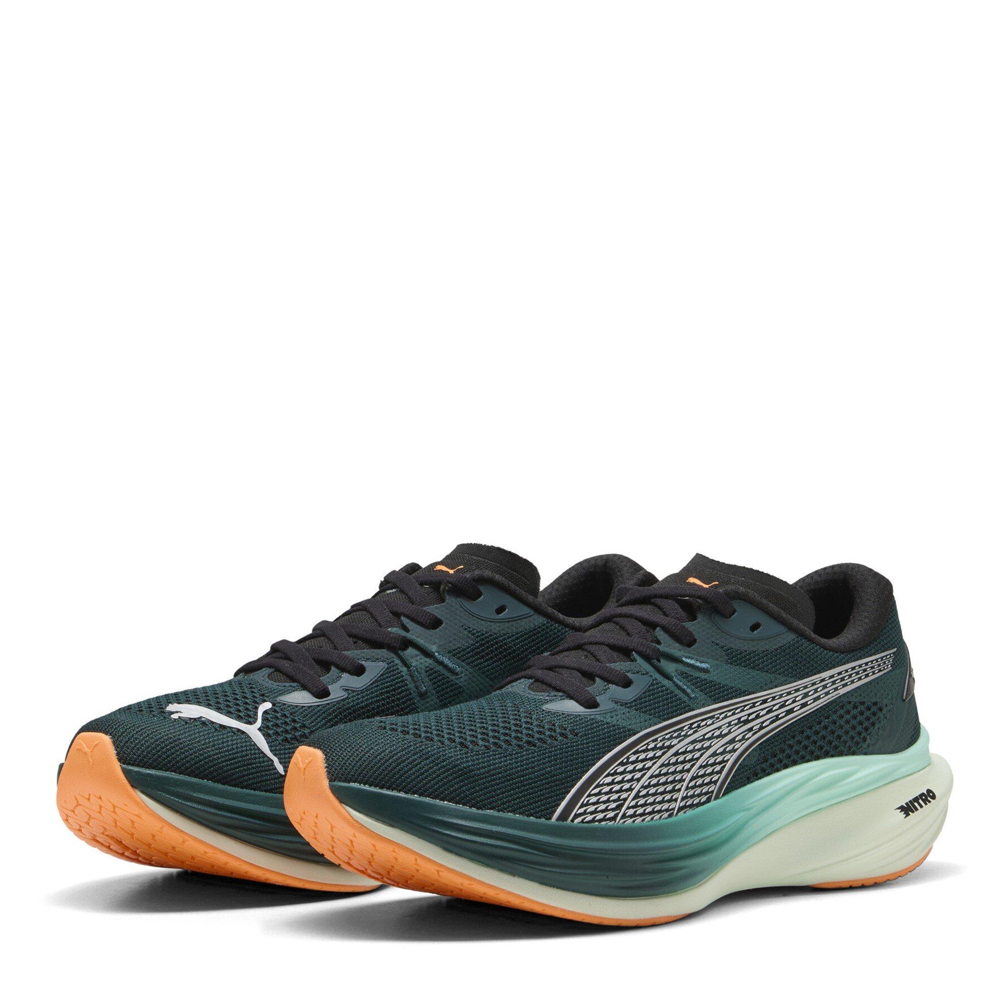 Puma Men's Deviate Nitro 3 Running Shoes - Green/Orange - 7 (40.5)