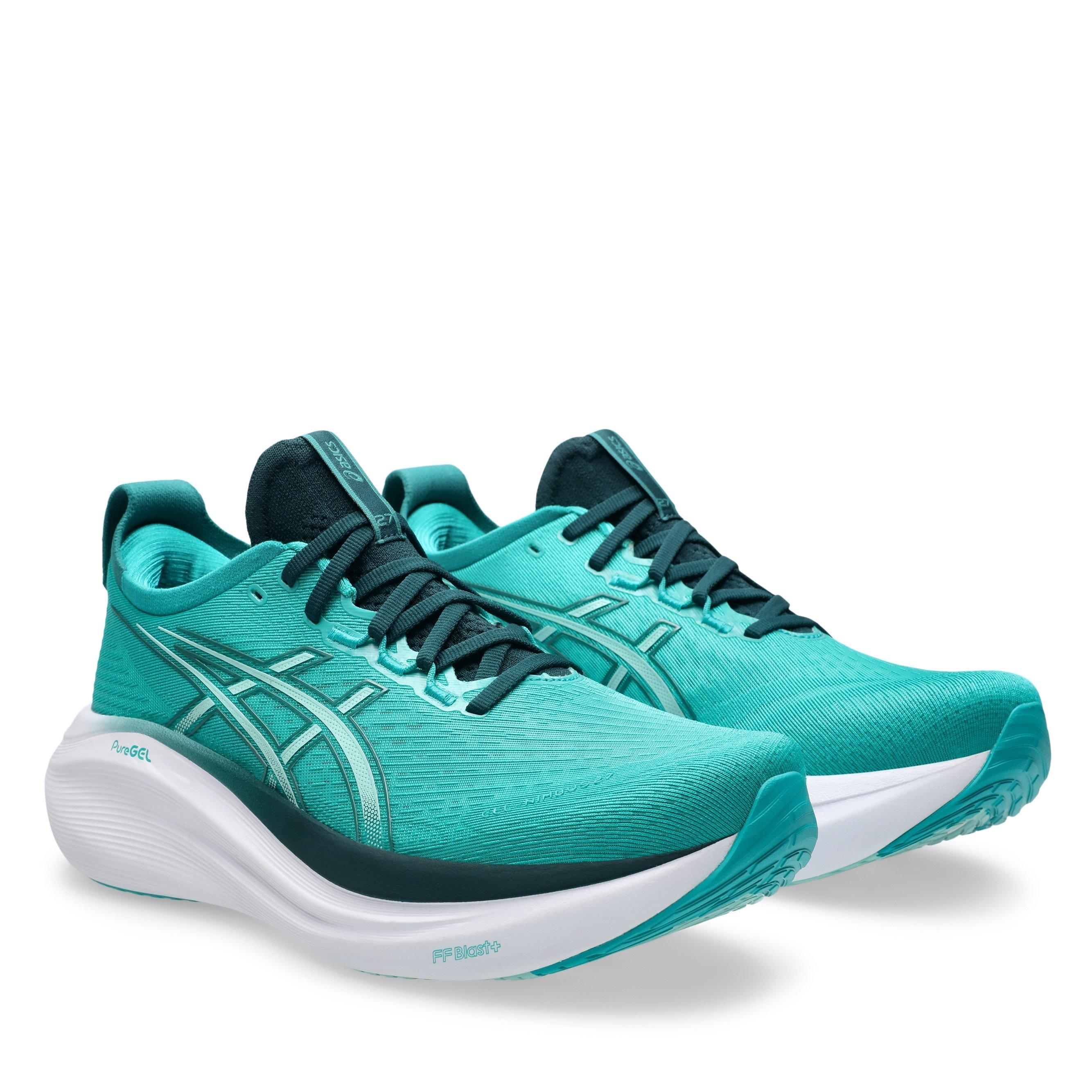 WAVE TEAL/GREEN - Asics - Gel-Nimbus 27 Mens Running Shoes - 4