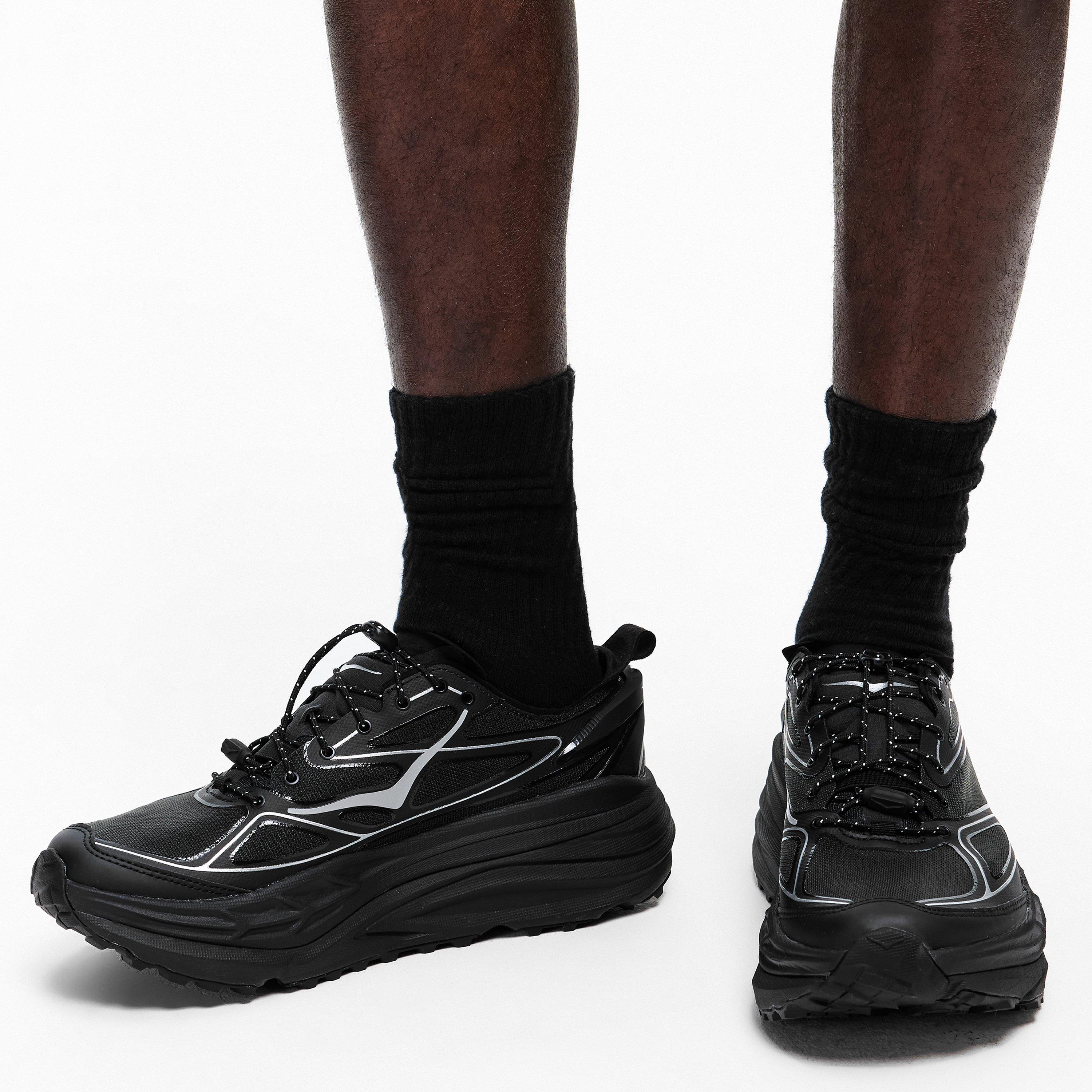 Black/Silver - Hoka - Men's Stinson One7 Stinson Off-Road Trail Running Shoes - 3