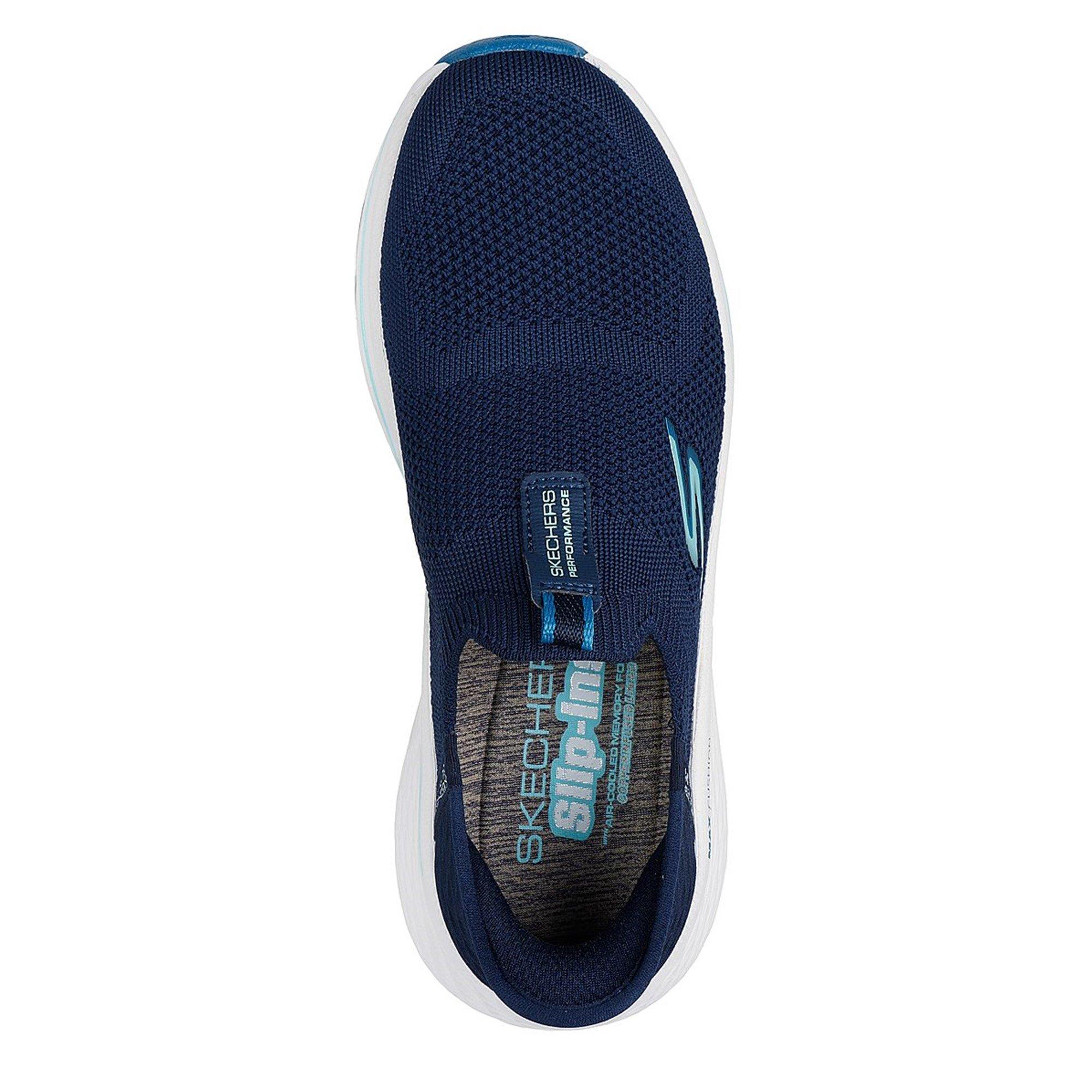 Navy Tx/Blu Tm - Skechers - Engineered Knit Stretch Fit Slip On Runners Womens - 5