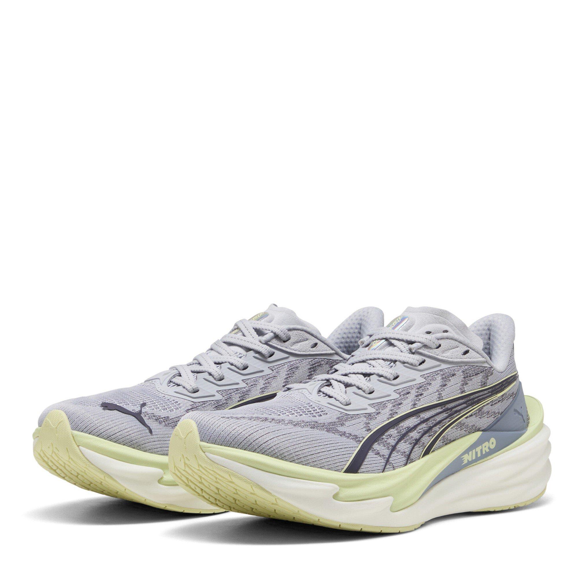 Puma Women's Deviate Nitro 4 Running Shoes - Silver/Green - 7 (40.5)