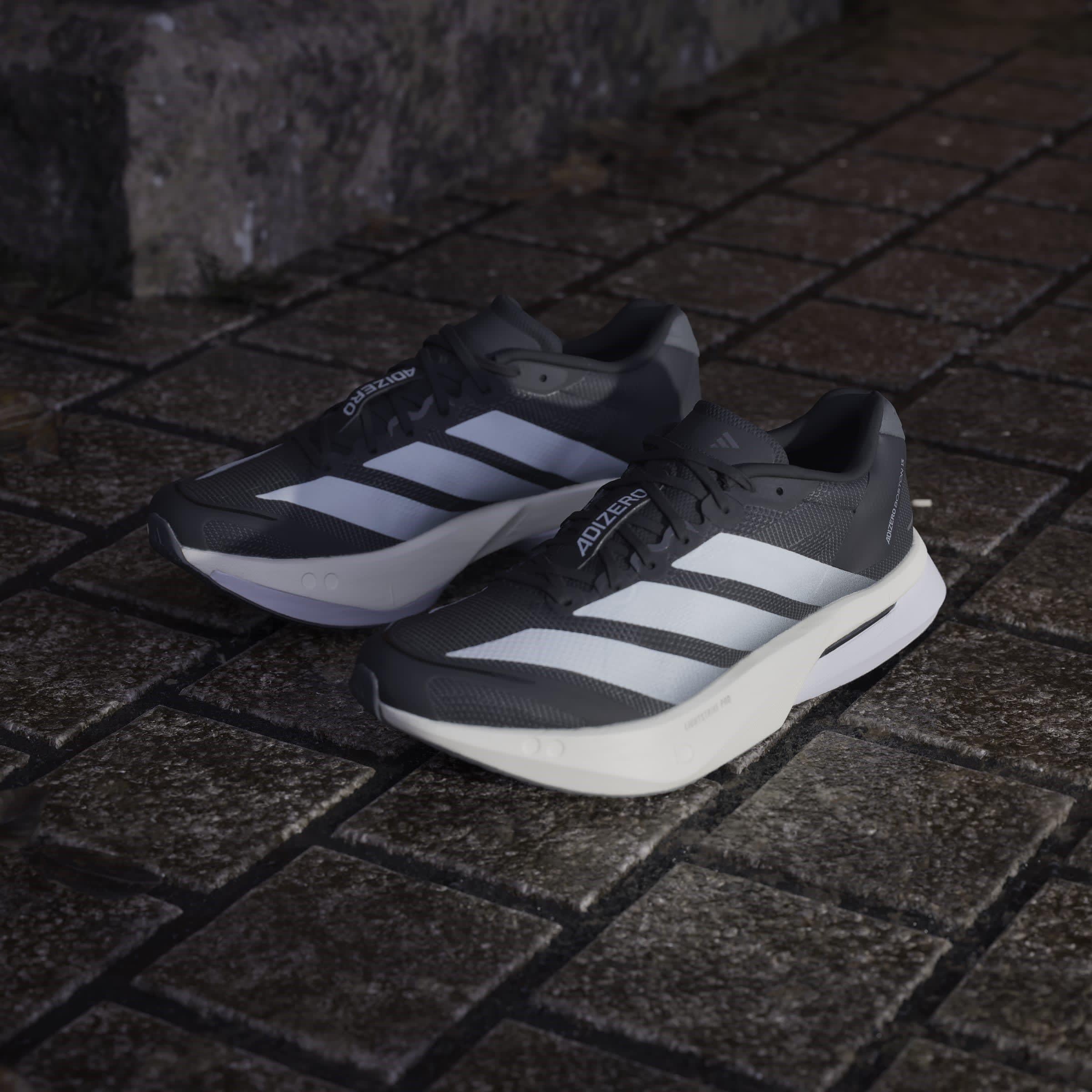 Black/White - adidas - Adizero Boston 13 Road Running Shoes Womens - 12