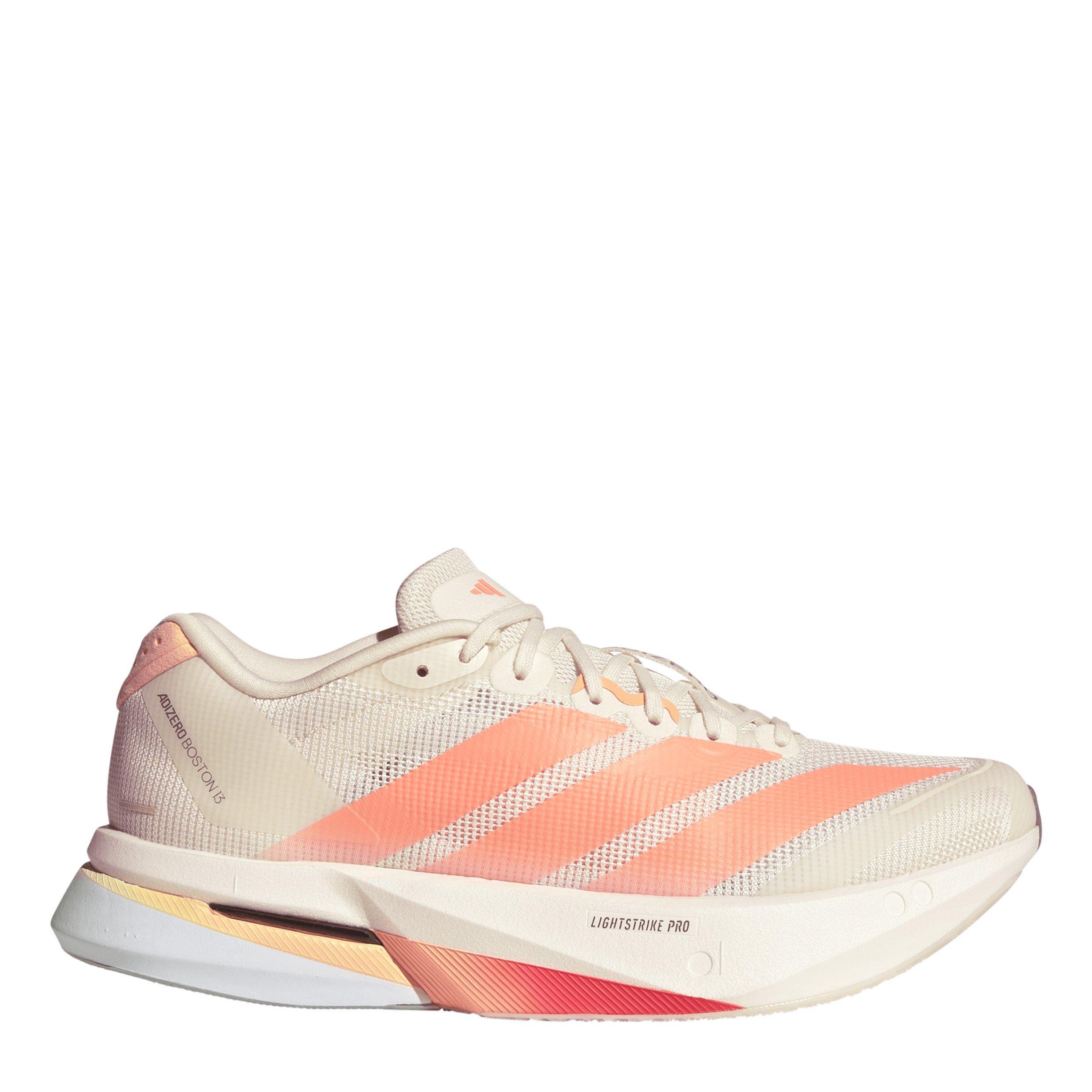 Adidas Women's Adizero Boston 13 Road Running Shoes - White/Orange - 6 (39.3)