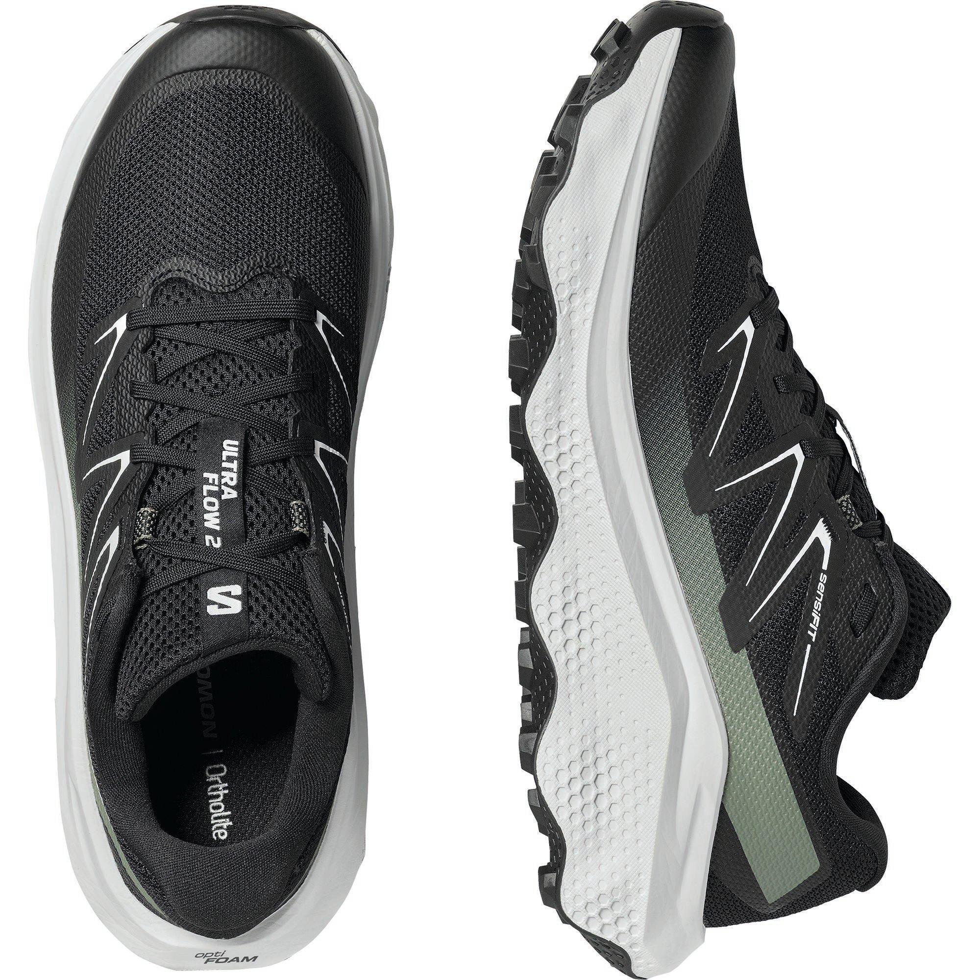 Black/White - Salomon - Ultra Flow 2 Trail Running Shoes Mens - 4