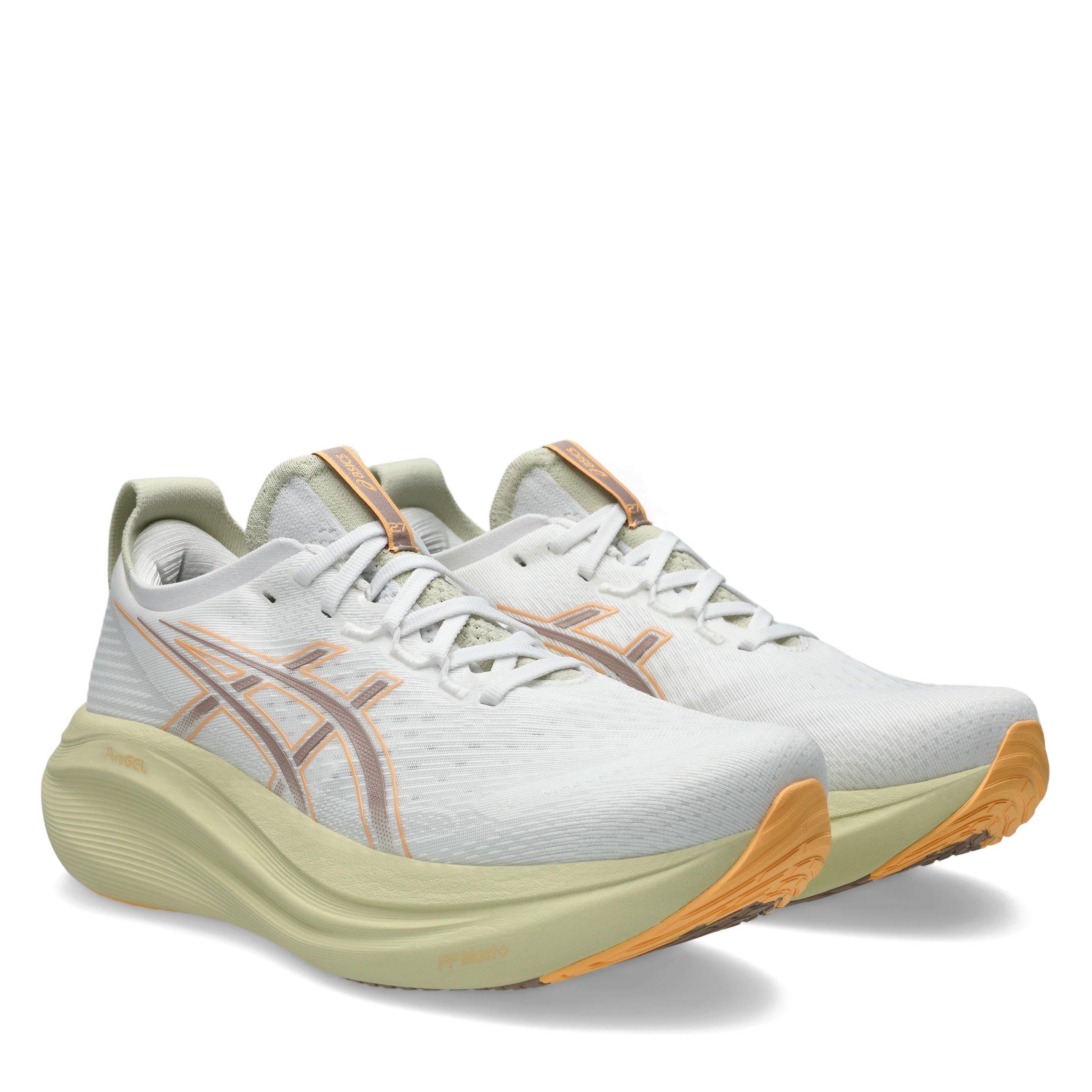 White/Fawn - Asics - Gel-Nimbus 27 Road Running Shoes Mens - 4