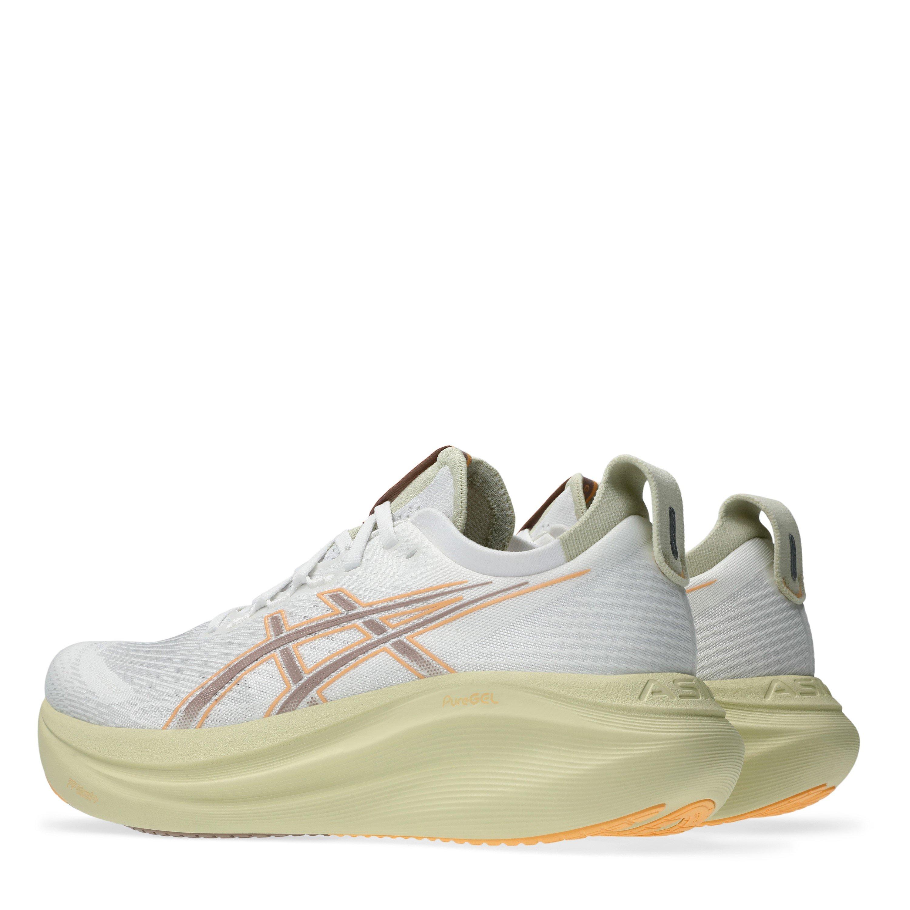 White/Fawn - Asics - Gel-Nimbus 27 Road Running Shoes Mens - 5