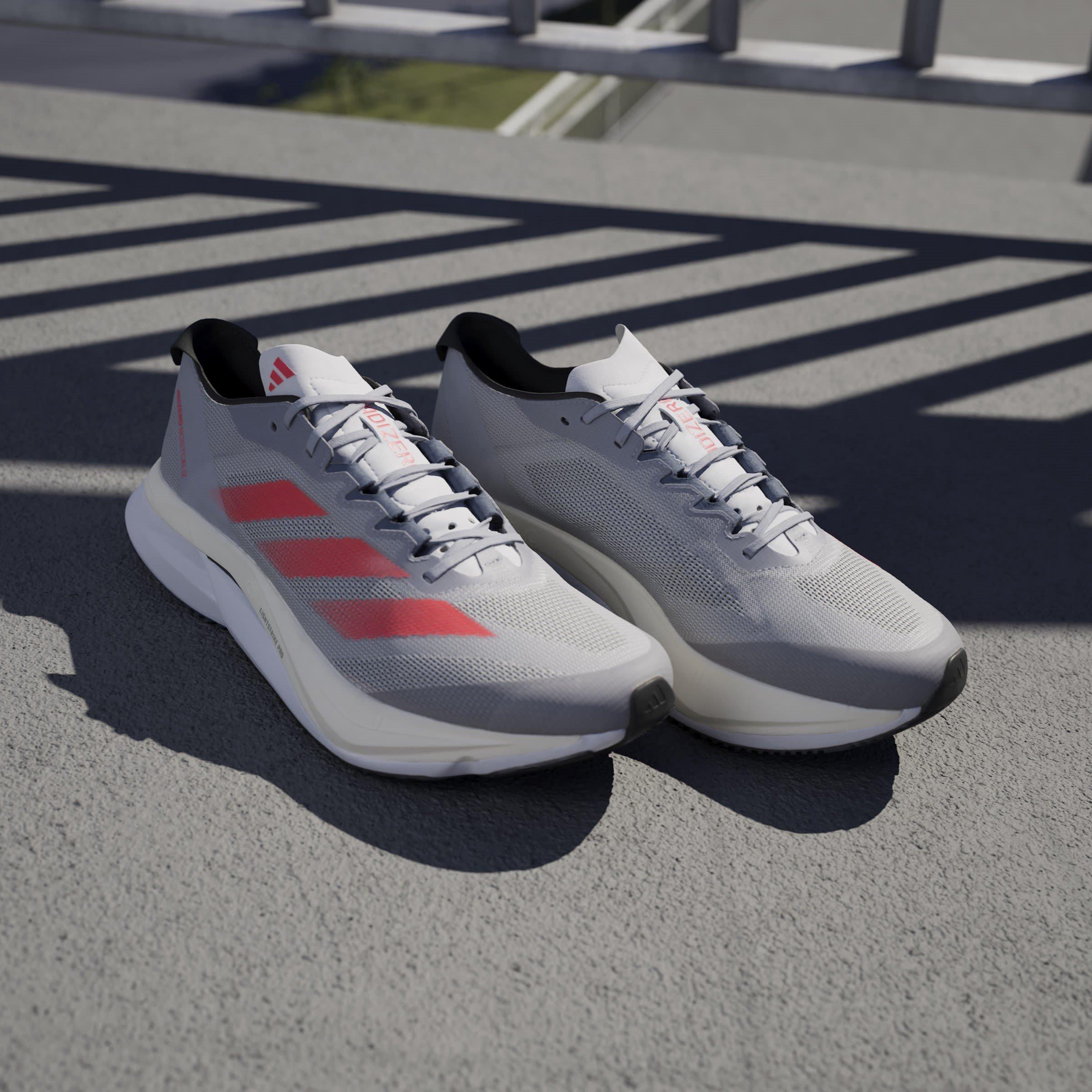 Slvr/Red - adidas - Adizero Boston 12 Road Running Shoes Juniors - 13