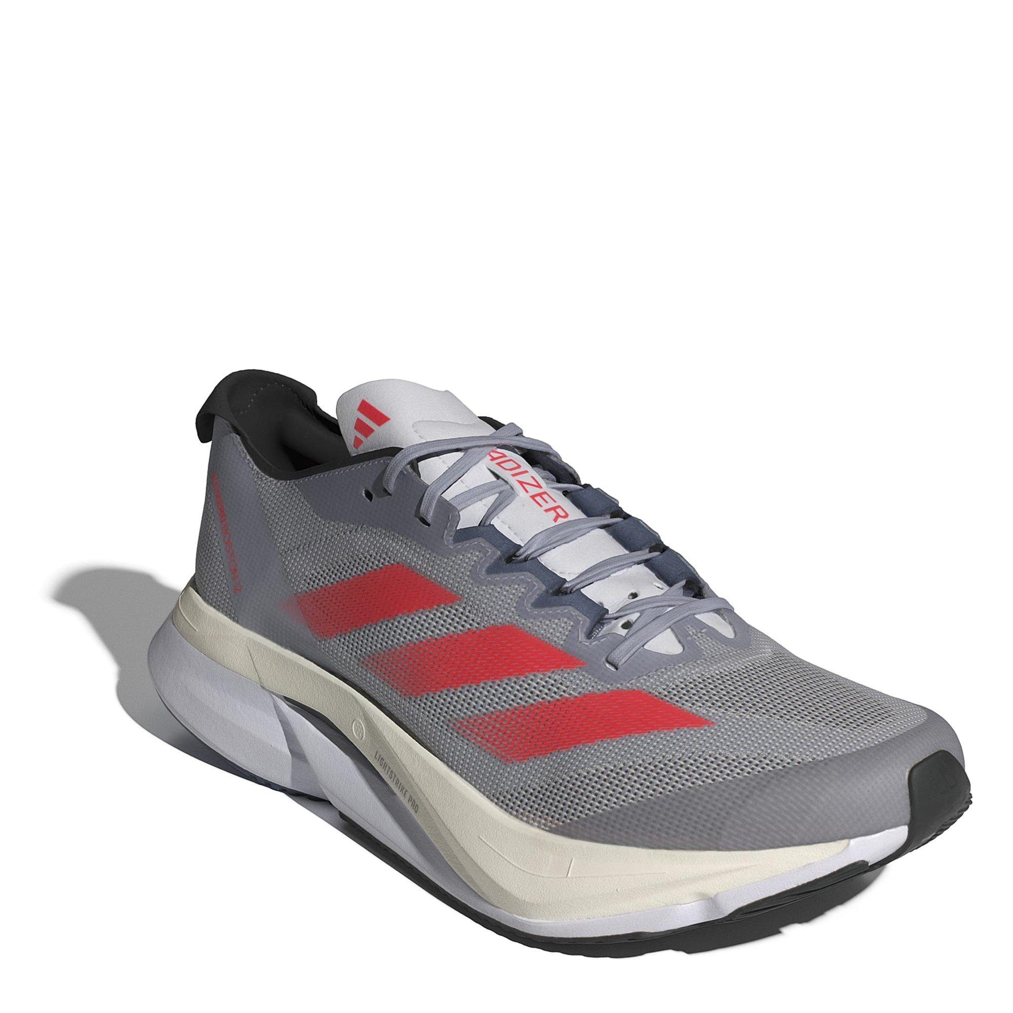 Slvr/Red - adidas - Adizero Boston 12 Road Running Shoes Juniors - 3