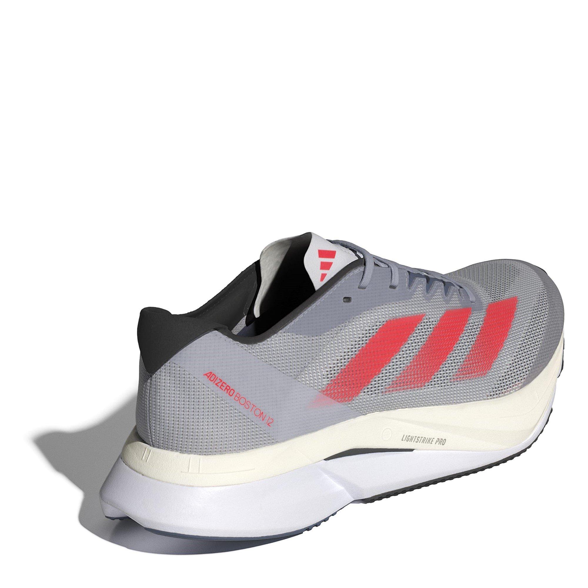 Slvr/Red - adidas - Adizero Boston 12 Road Running Shoes Juniors - 5