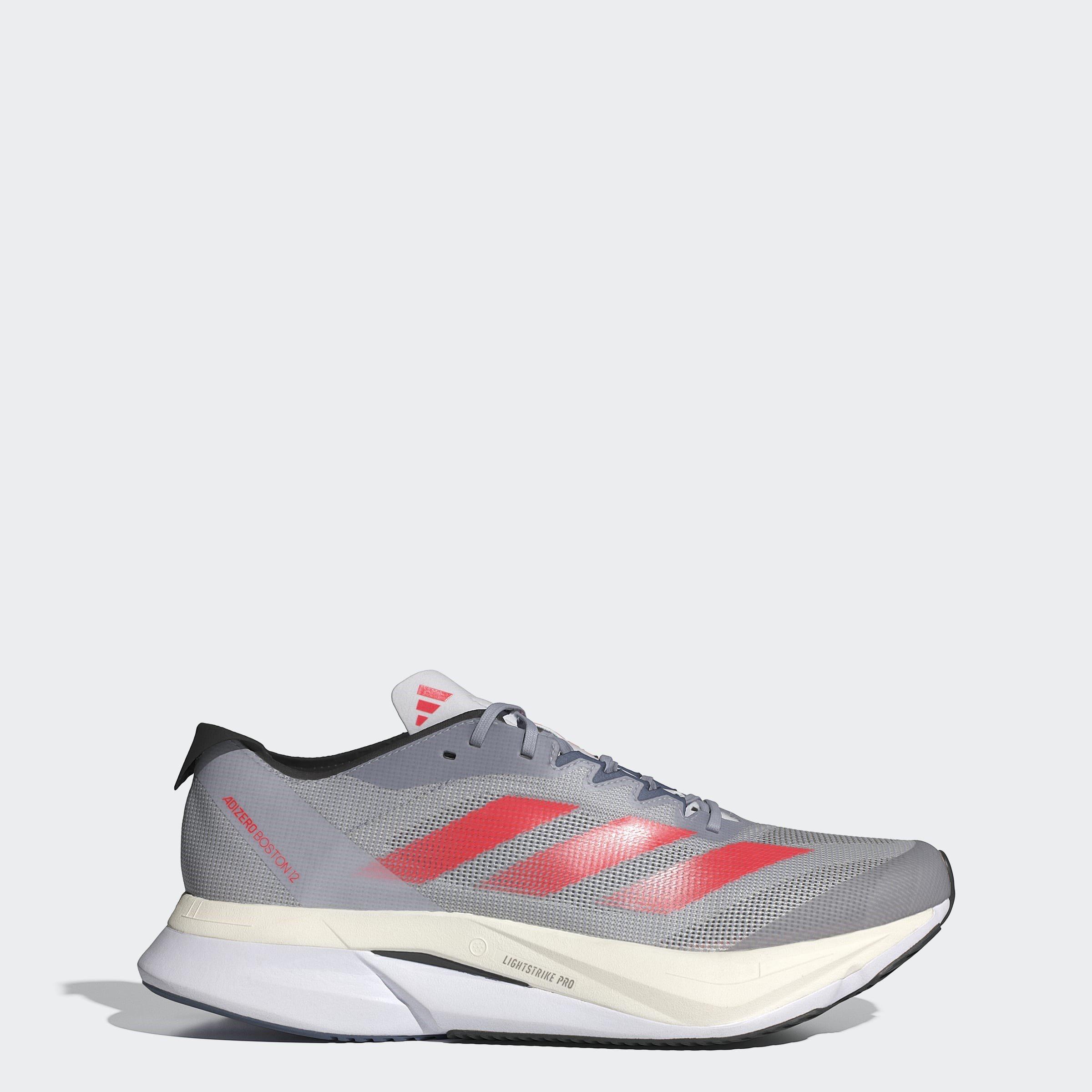 Slvr/Red - adidas - Adizero Boston 12 Road Running Shoes Juniors - 10