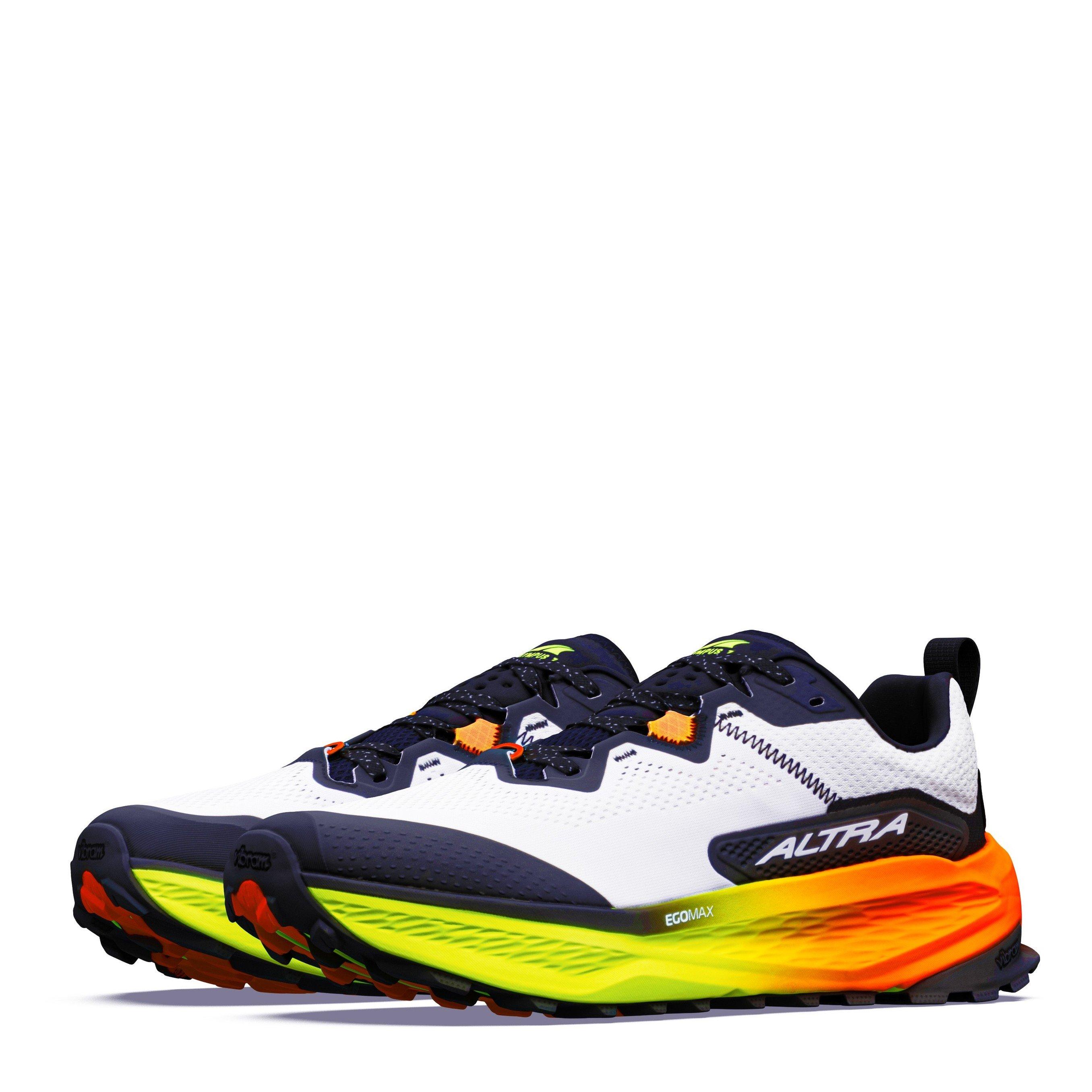 Wht/Blck/Orng - Altra - Men's Olympus 7 Trail Running Shoes - 5