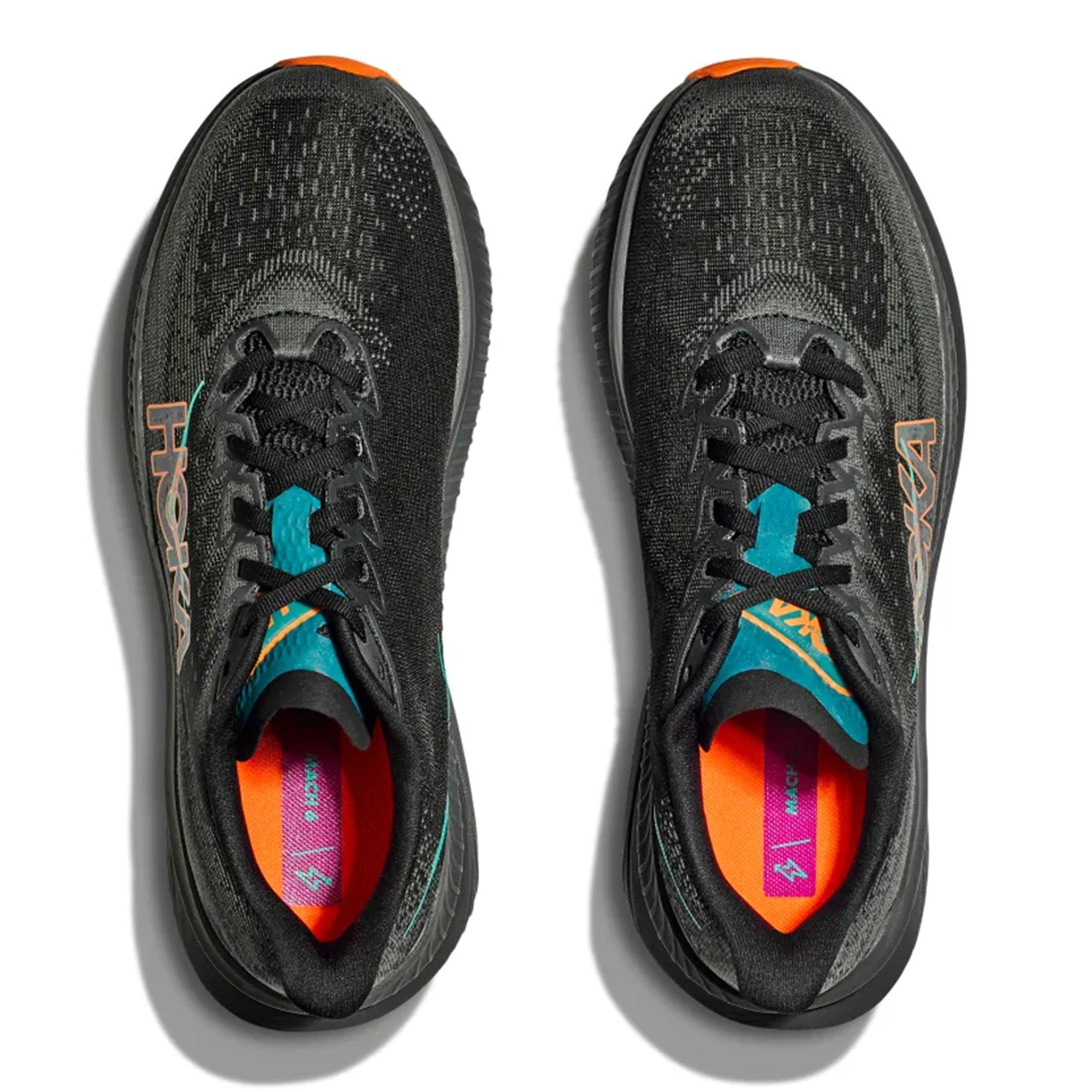 BLACK/ELEC TANG - Hoka - Mach 6 Mens Running Shoes - 3