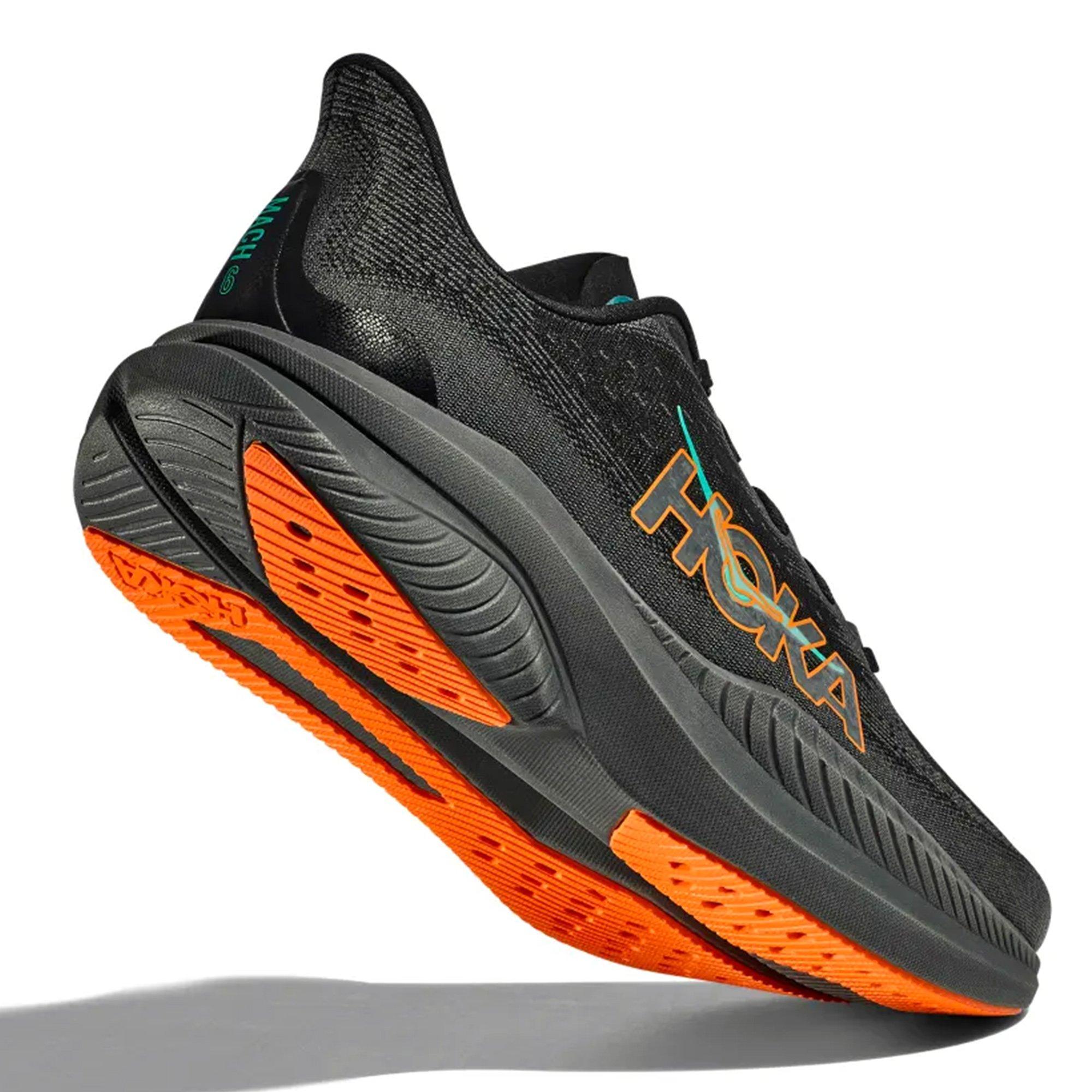 BLACK/ELEC TANG - Hoka - Mach 6 Mens Running Shoes - 7