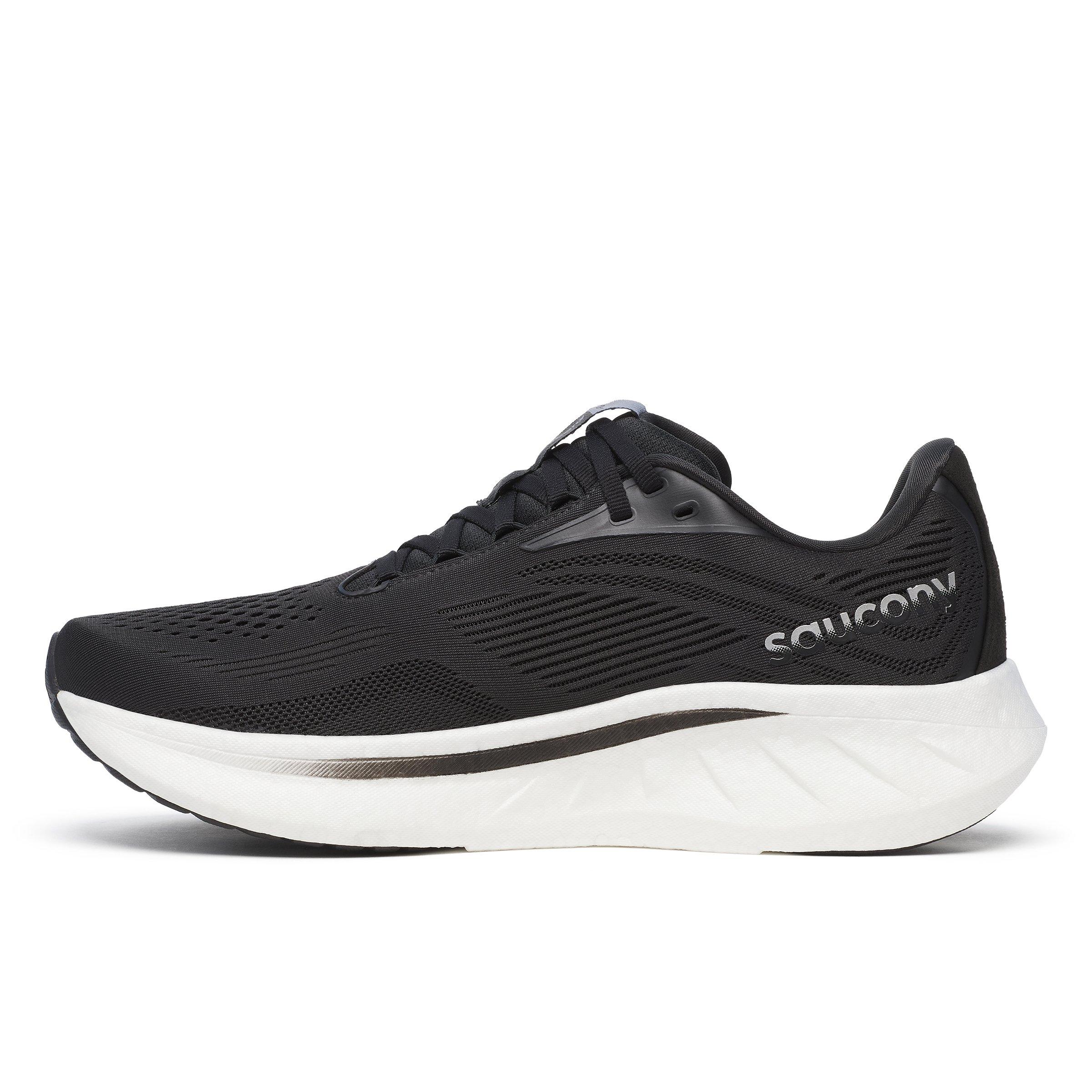 Preto/Branco - Saucony - Men's Ride 18 Everyday Neutral Road Running Shoes - 3