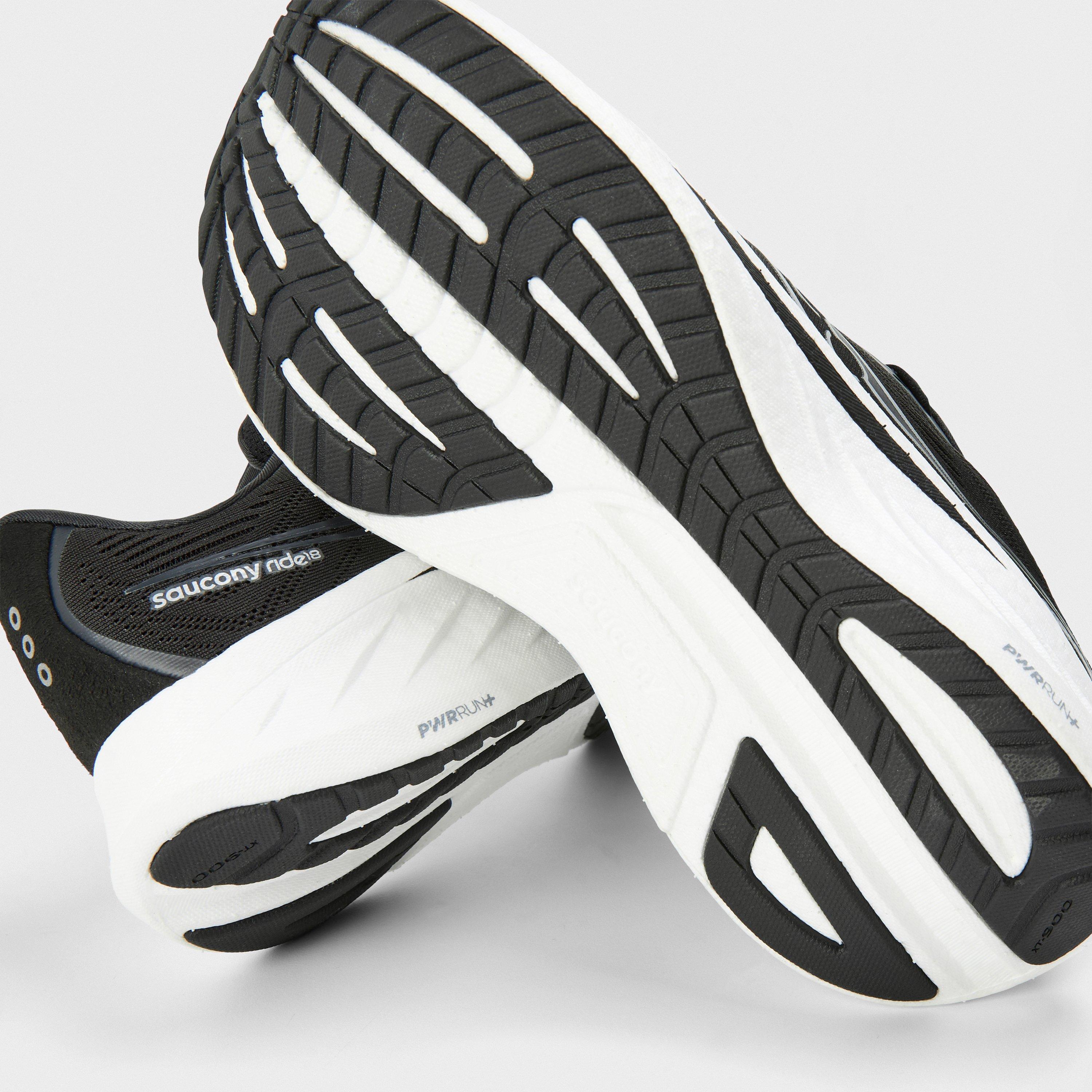 Black/White - Saucony - Ride 18 Everyday Neutral Road Running Shoes - 5