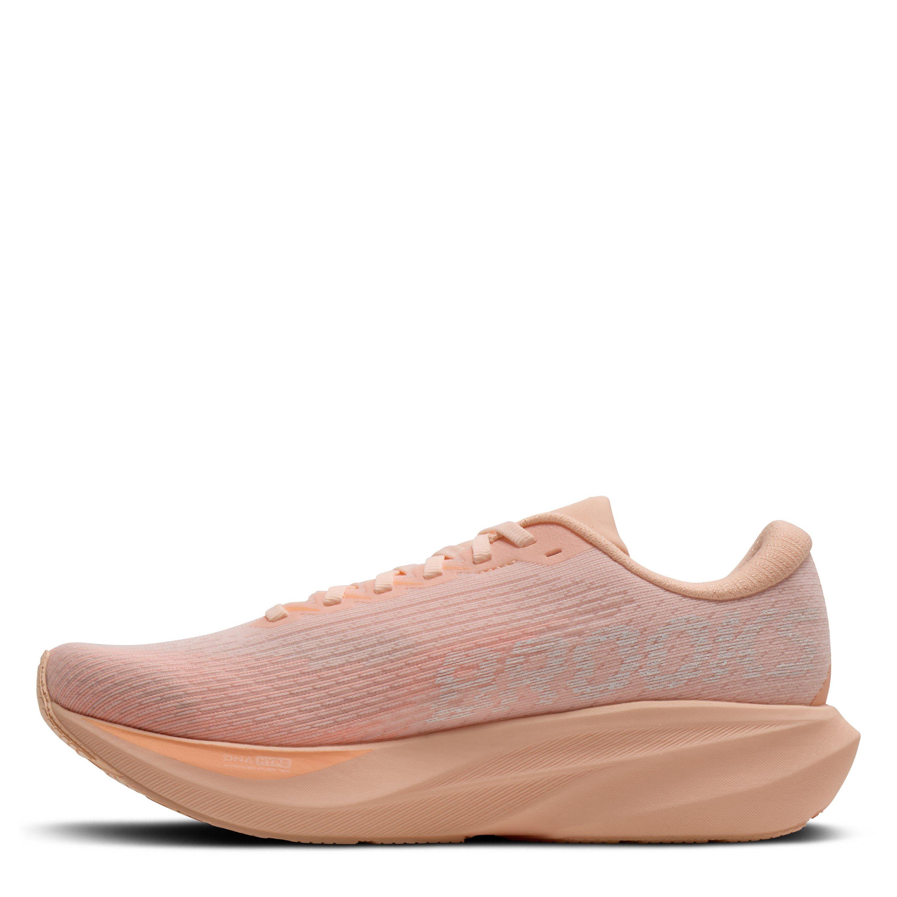 Peach/White - Brooks - Womens Ghost Amp Road Running Shoes - 4