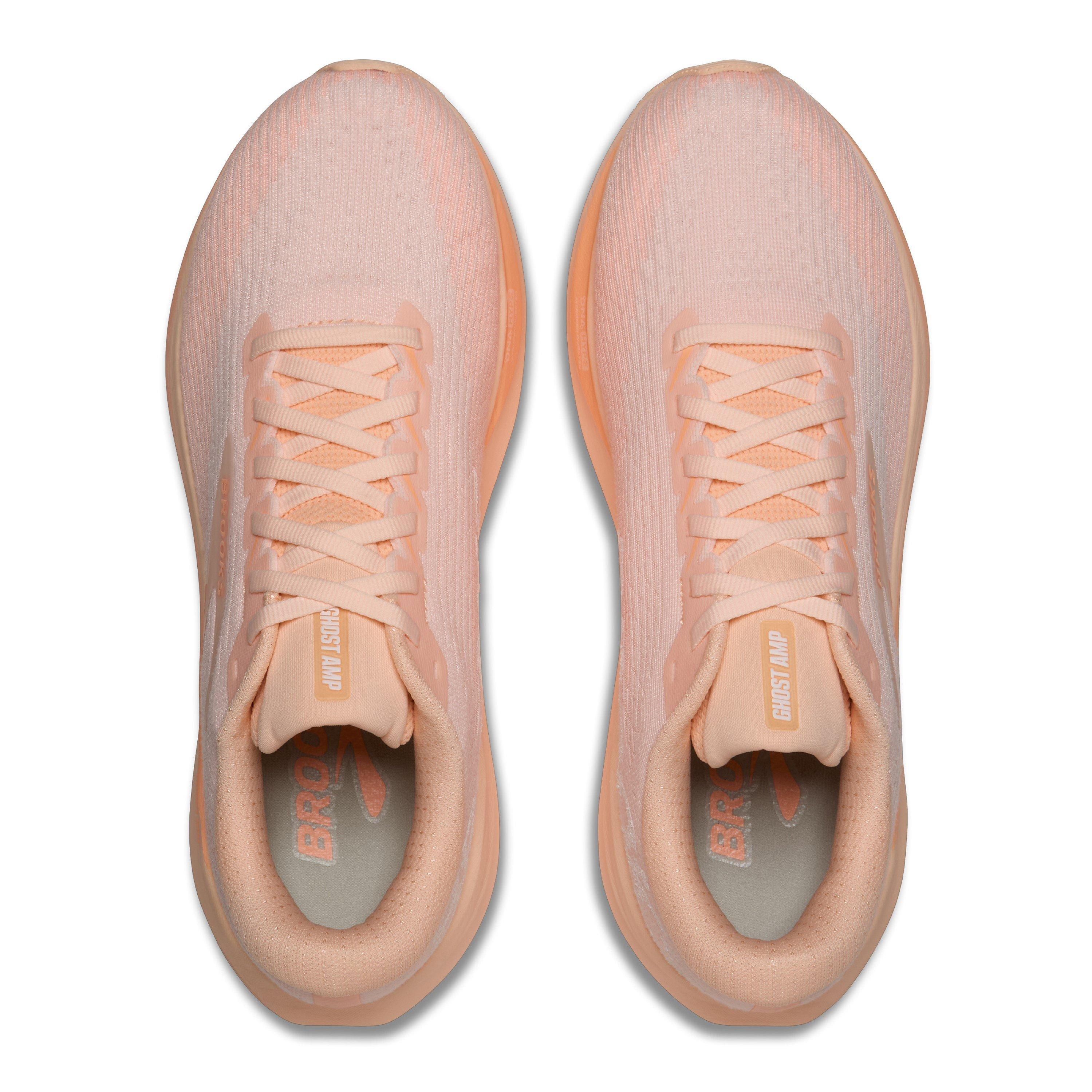Peach/White - Brooks - Womens Ghost Amp Road Running Shoes - 5