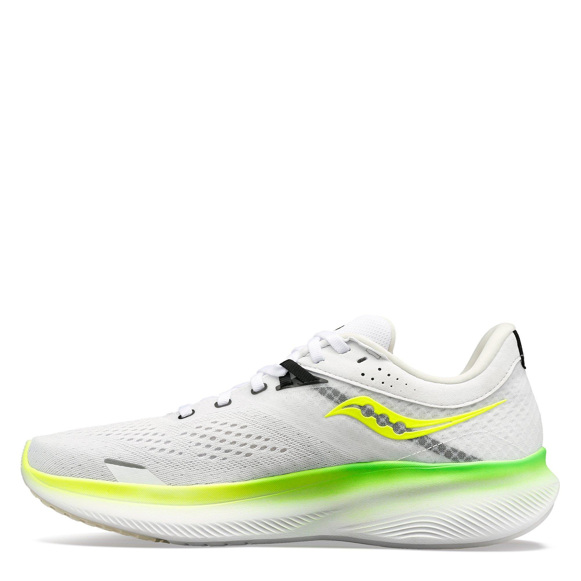 White / Slime - Saucony - Ride 16 Mens Running Shoes - 2