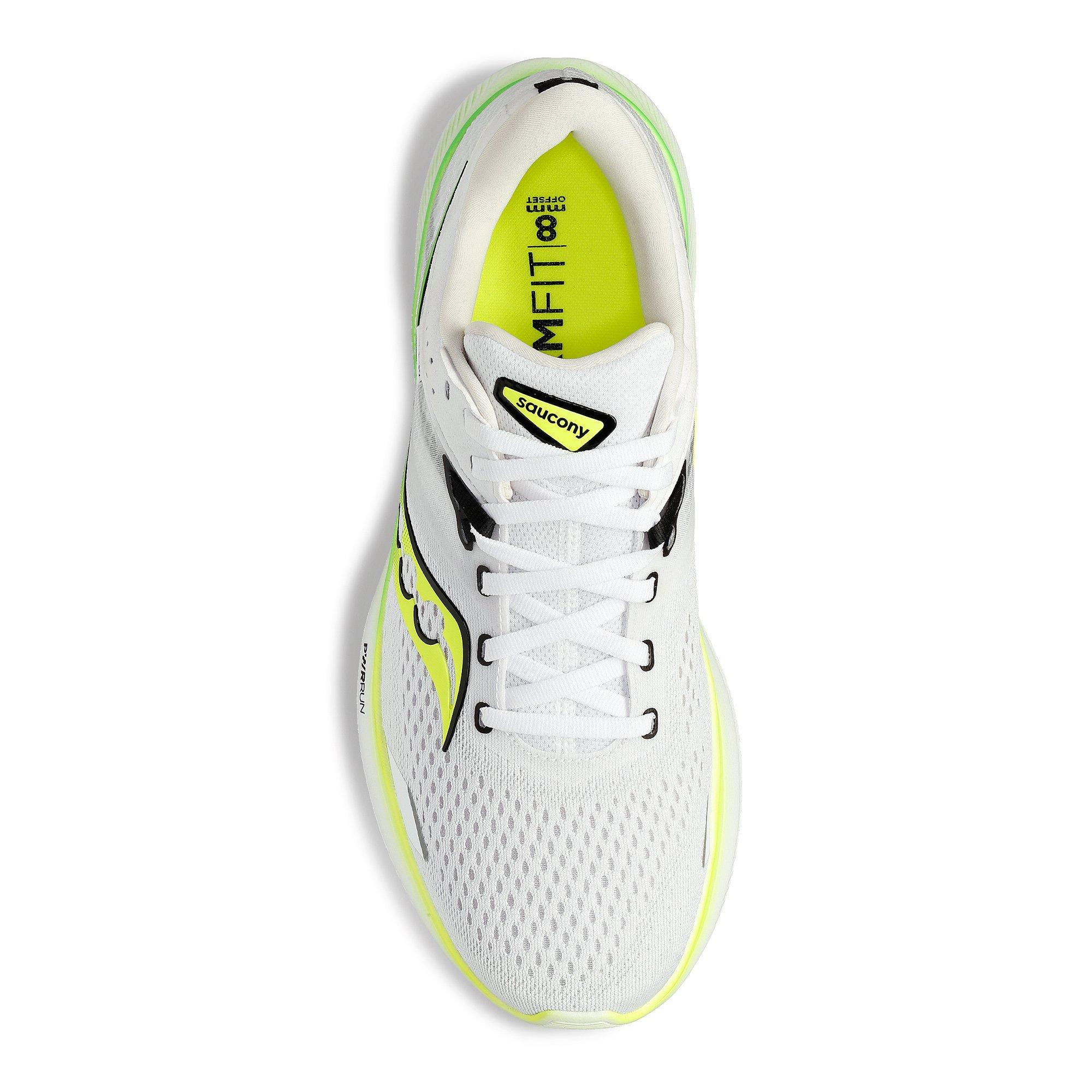 White / Slime - Saucony - Ride 16 Mens Running Shoes - 4