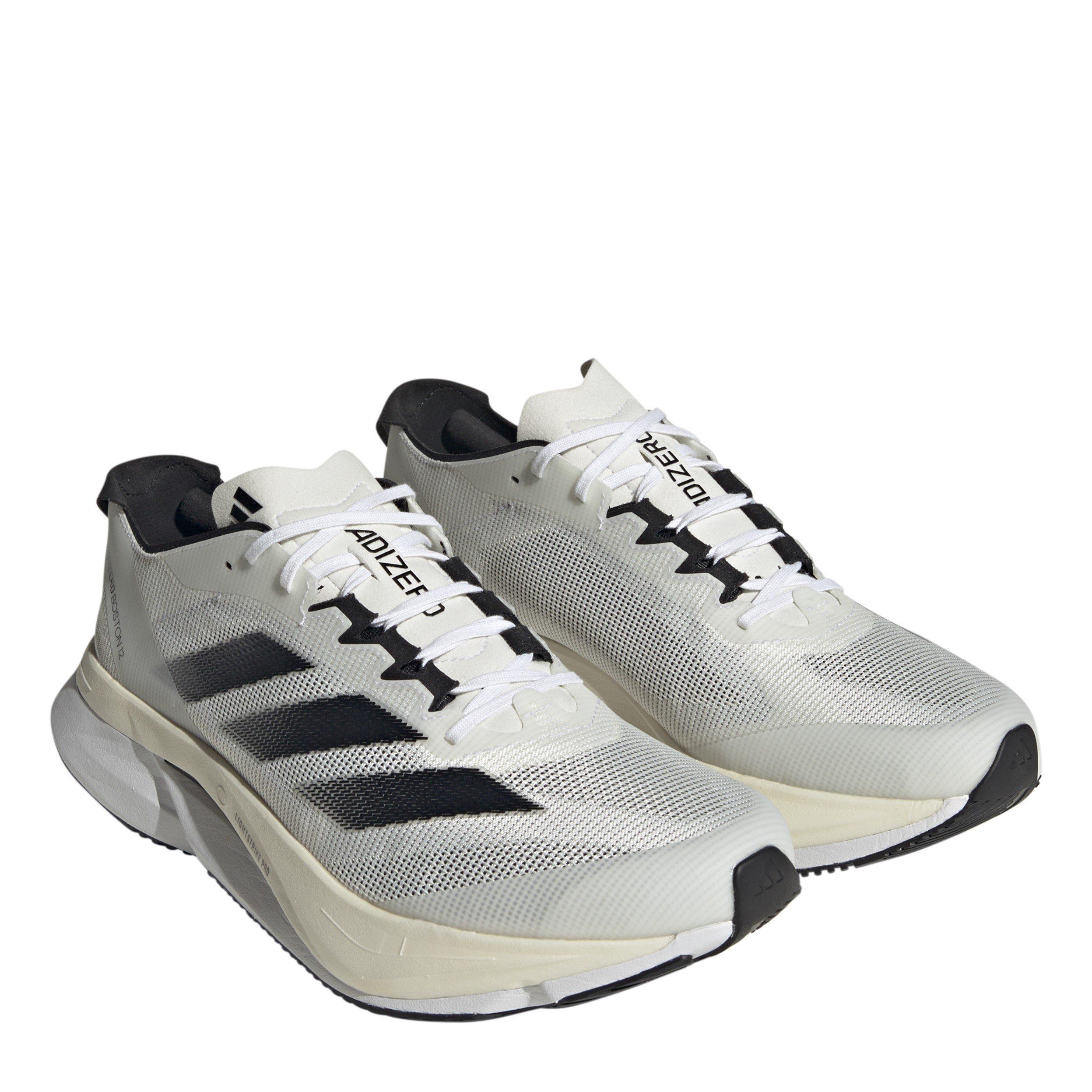 White/ Black - adidas - Adizero Boston 12 Road Running Shoes Mens - 3