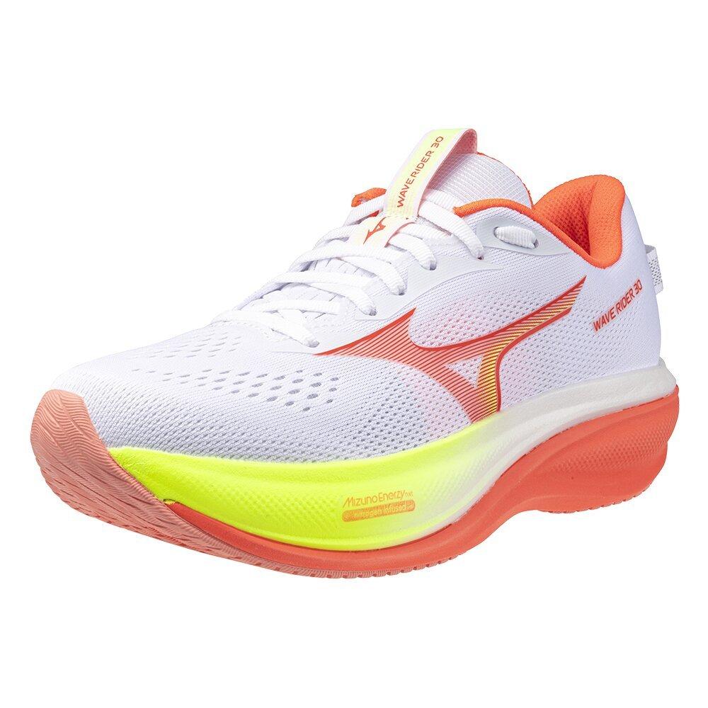 White/Flamingo - Mizuno - Women's Wave Rider 30 Road Running Shoes - 2
