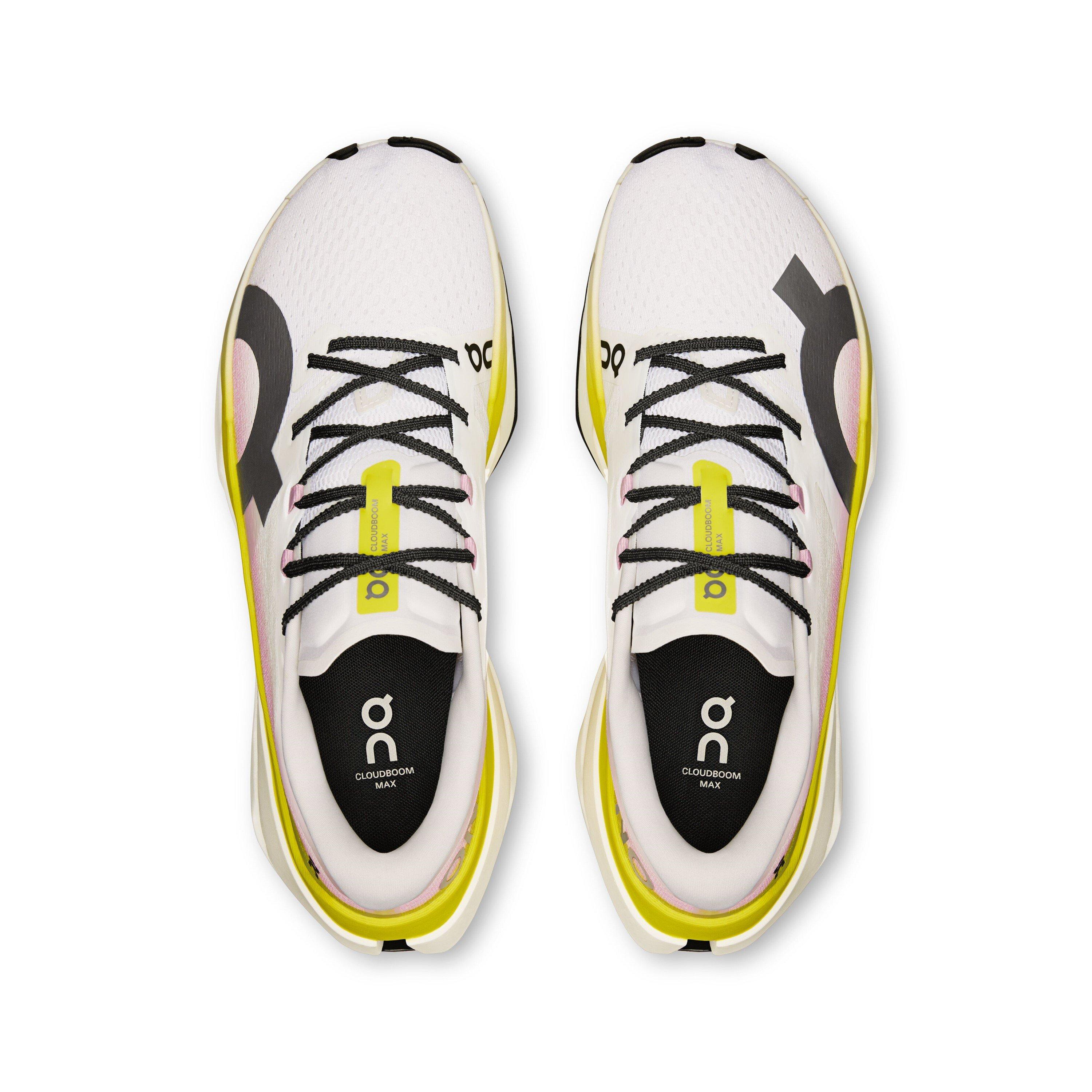 White/Lime - On - Cloudboom Max Running Shoes Mens - 4