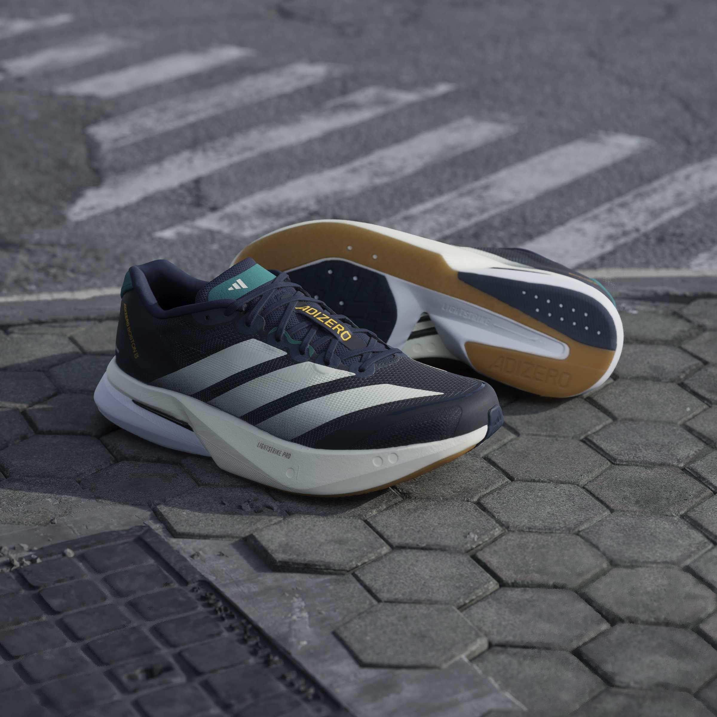 Indigo/Wht/Grn - adidas - AdizeroBoston Mens Running Shoes - 15
