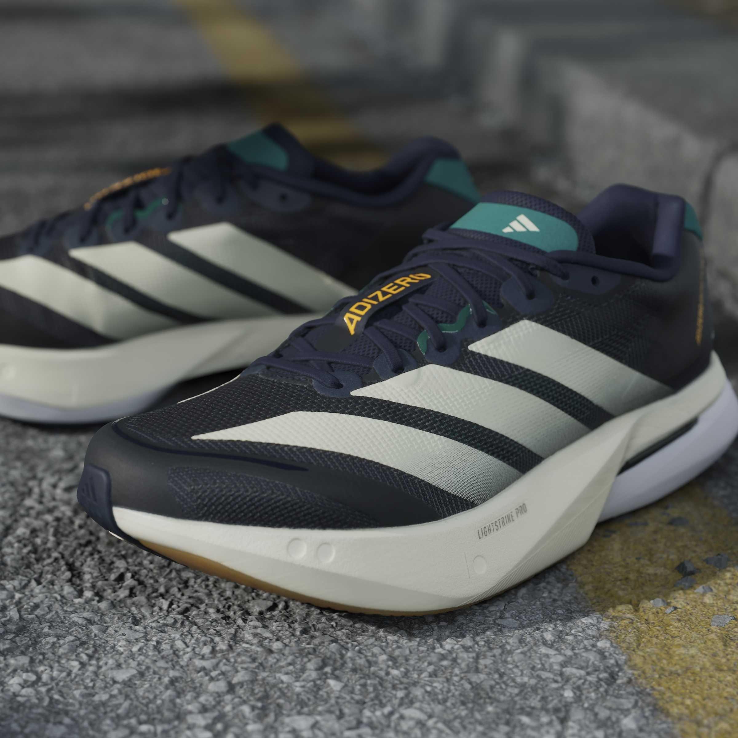 Indigo/Wht/Grn - adidas - AdizeroBoston Mens Running Shoes - 16