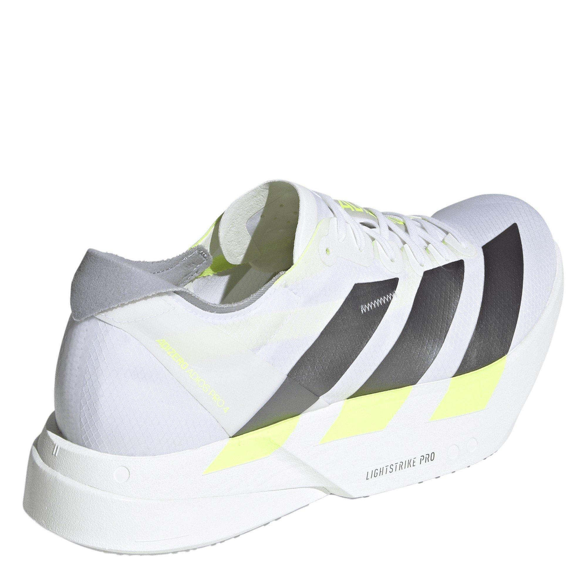 White/Yellow - adidas - Men's Adios Pro 4 Road Running Shoes - 4