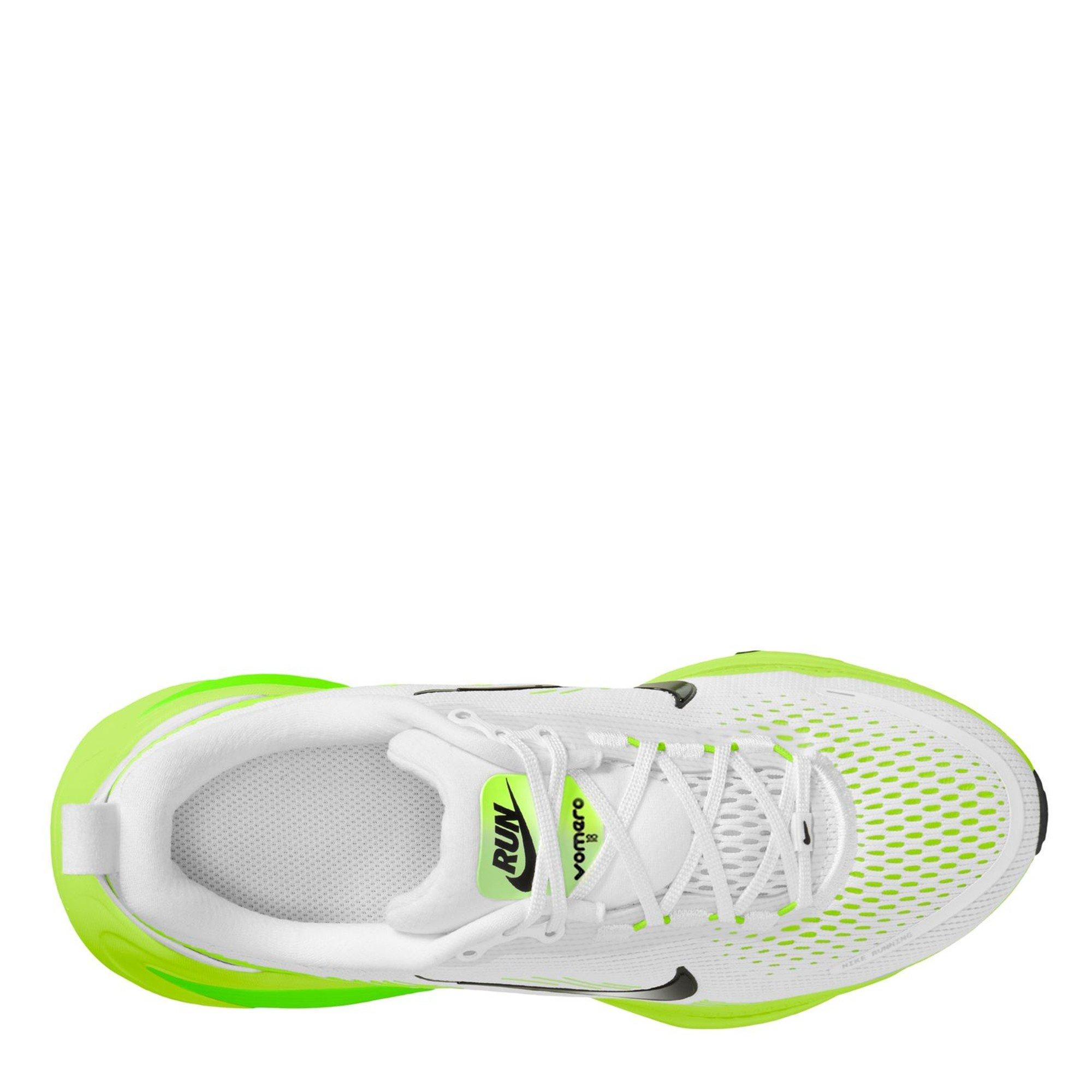 Wht/Blk/Green - Nike - Vomero 18 Juniors Running Shoe - 12
