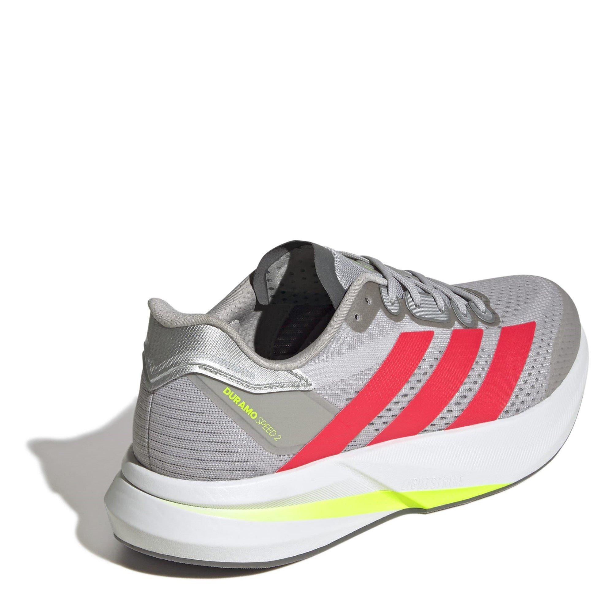 Grey/Red/Lemon - adidas - Duramo Speed 2 Mens Running Shoes - 4