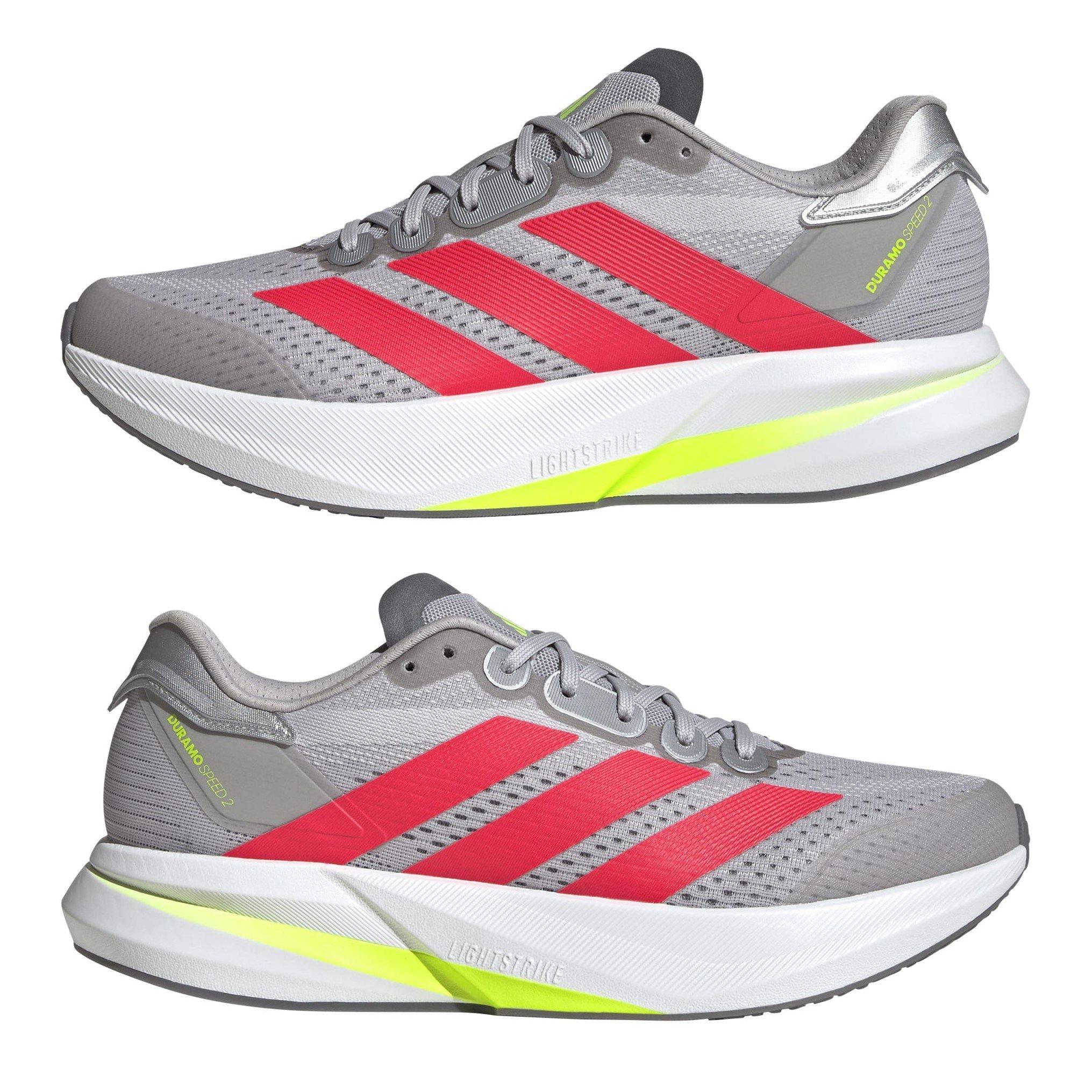 Grey/Red/Lemon - adidas - Duramo Speed 2 Mens Running Shoes - 9
