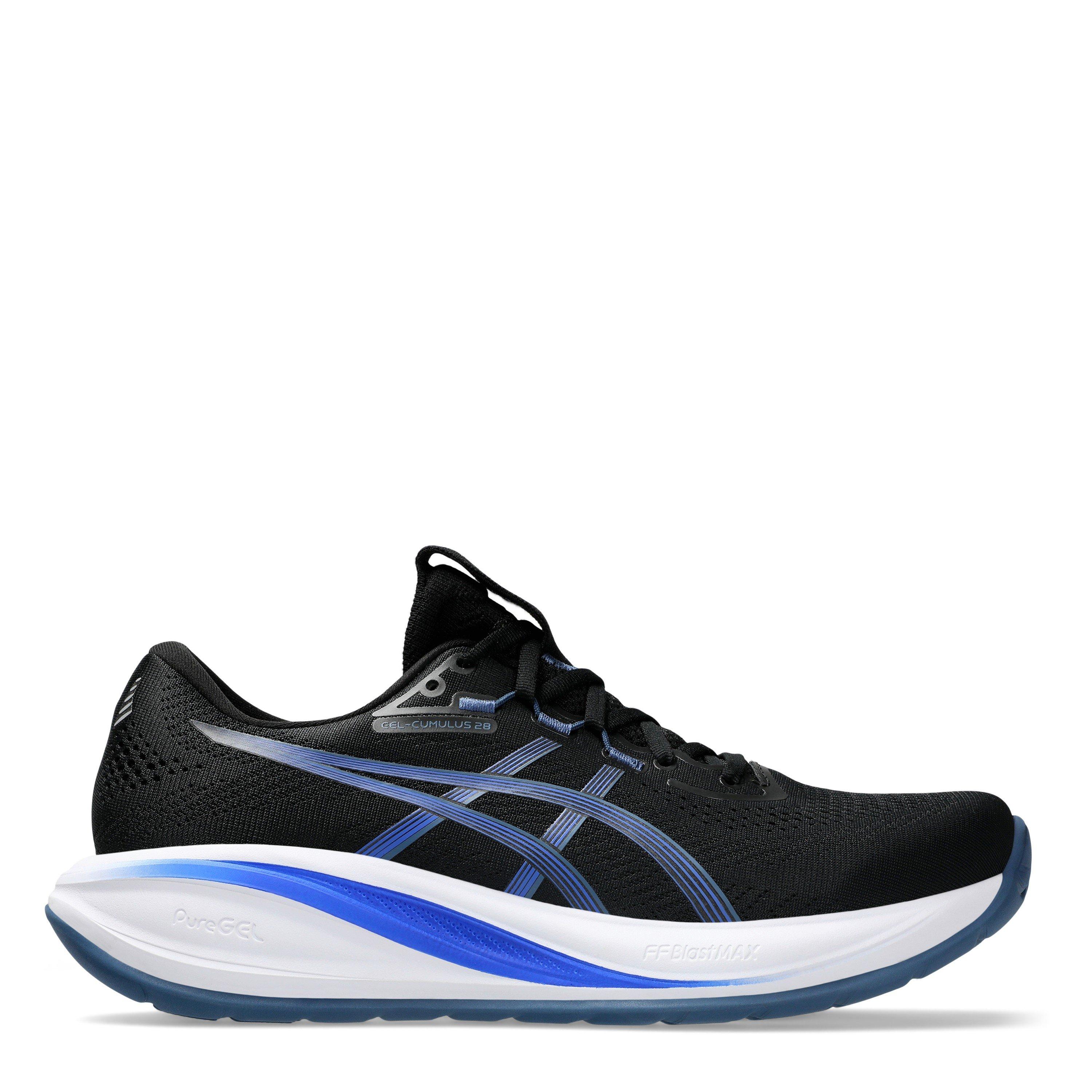 Asics Men's Gel-Cumulus 28 Running Shoes - Black/Neon Blue - 11 (46.5)