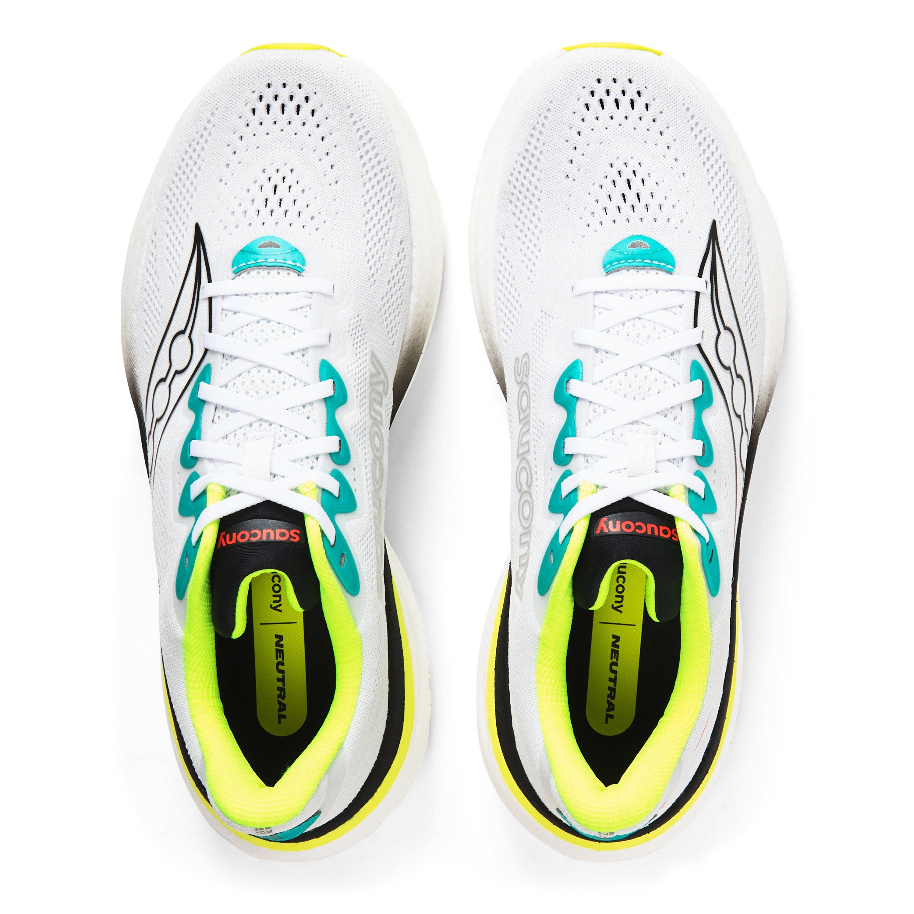 Weiß/Zitronengelb - Saucony - Men's Ride Everyday Neutral Road Running Shoes - 4