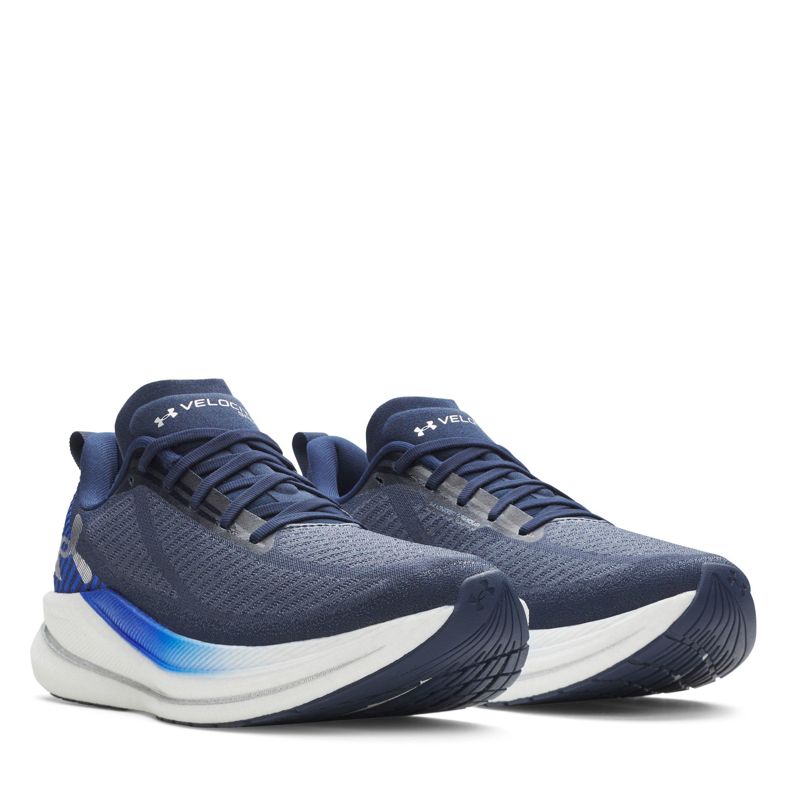 Blå  / Sølv - Under Armour - Men's Velociti Speed Road Running Shoes - 5
