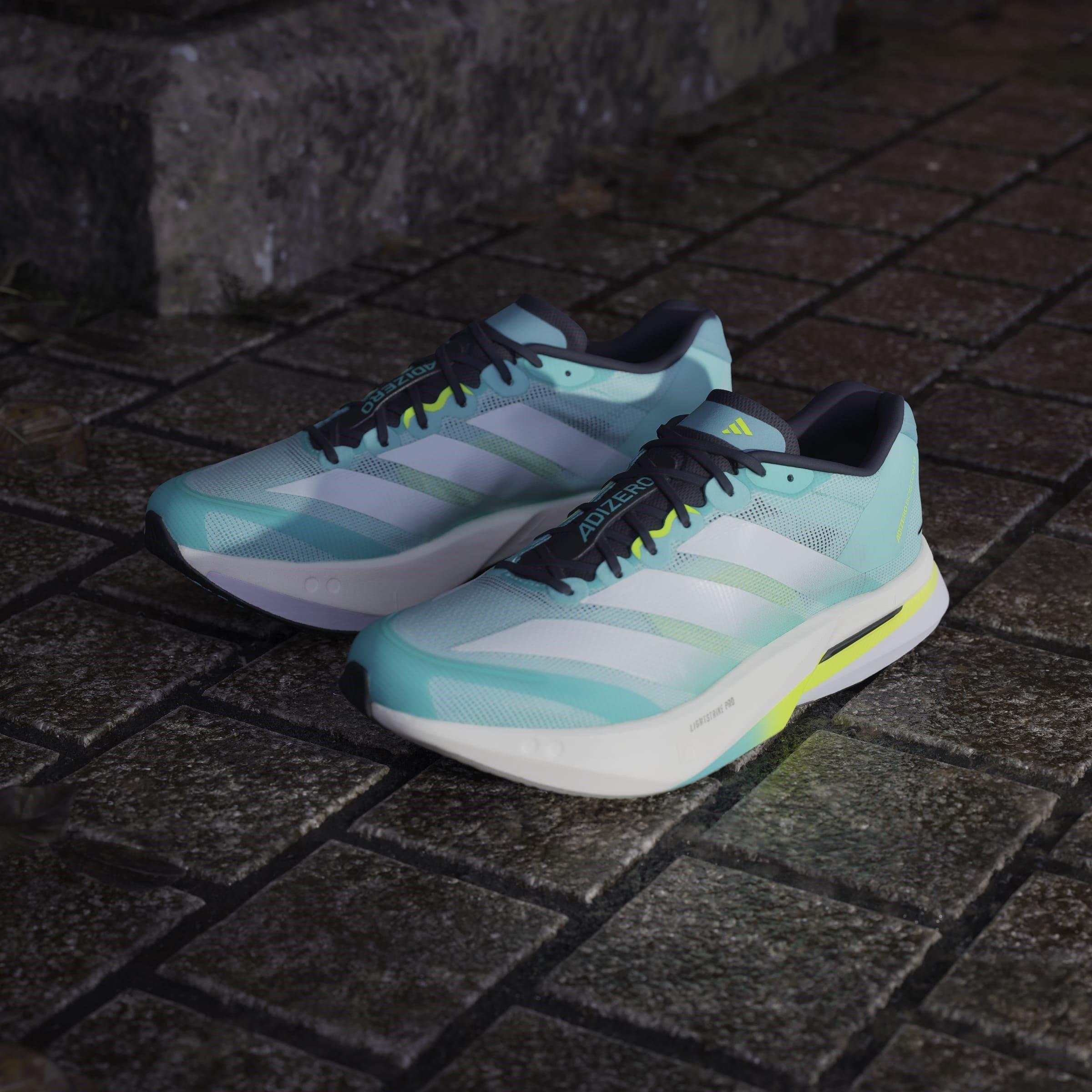 Aqua/Wht/Lemon - adidas - Boston 13 Mens Running Shoes - 12