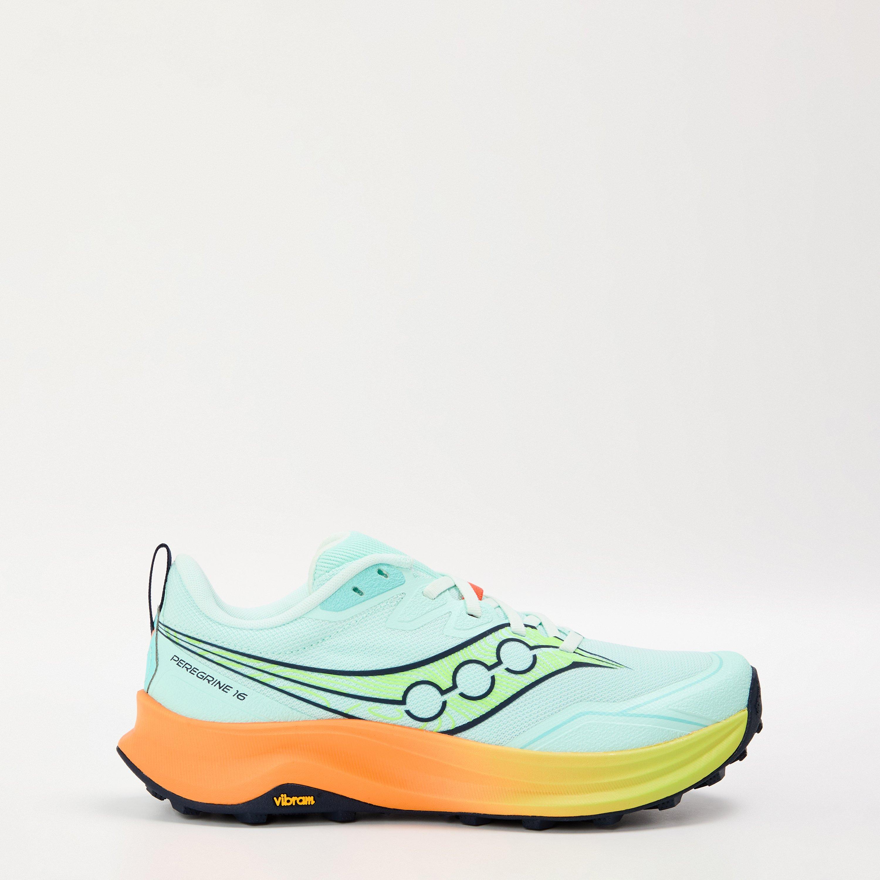 Aqua/Citron - Saucony - Womens Peregrine 16 Off-Road Trail Running Shoes - 1