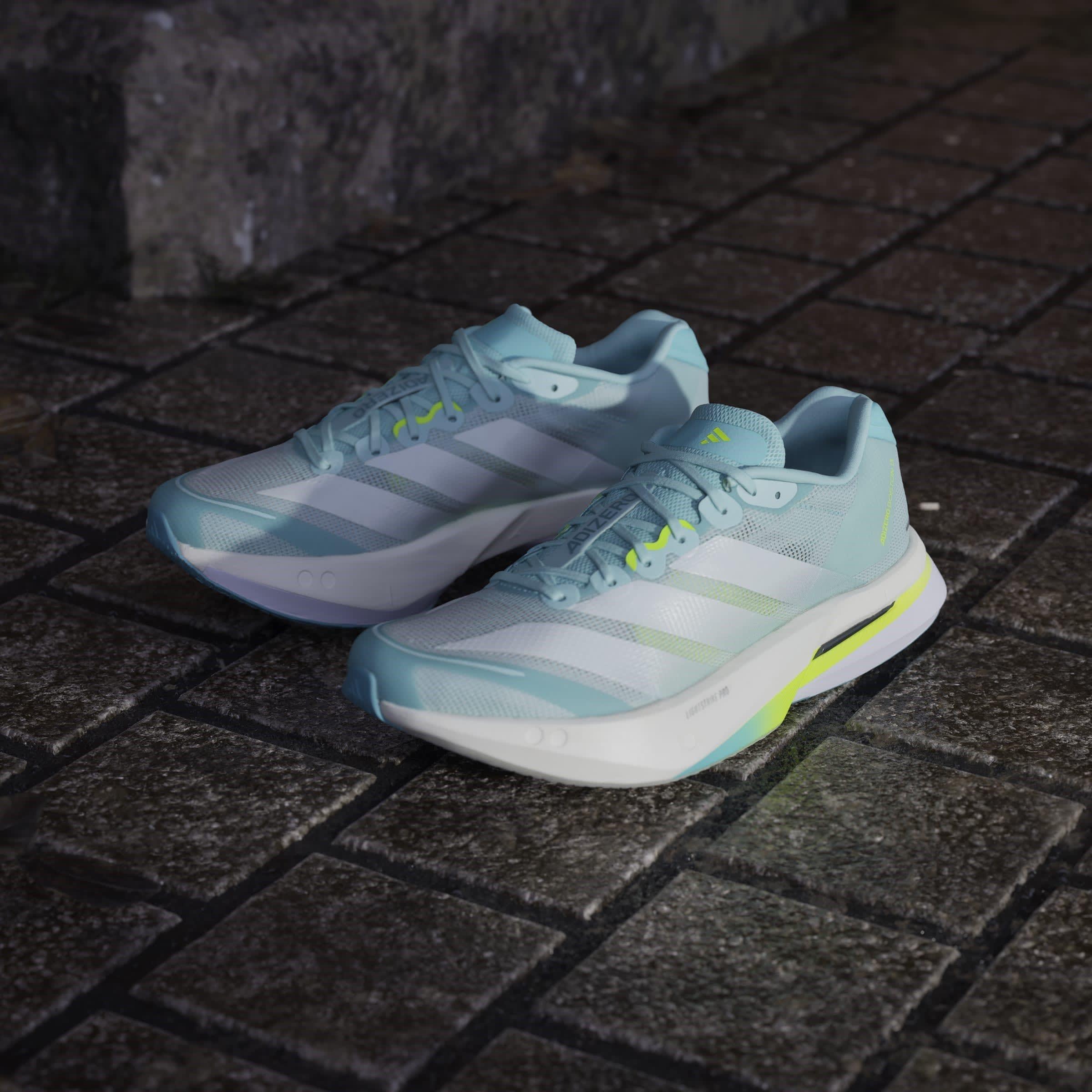 Aqua/Zero/Lemon - adidas - Boston 13 Womens Running Shoes - 12