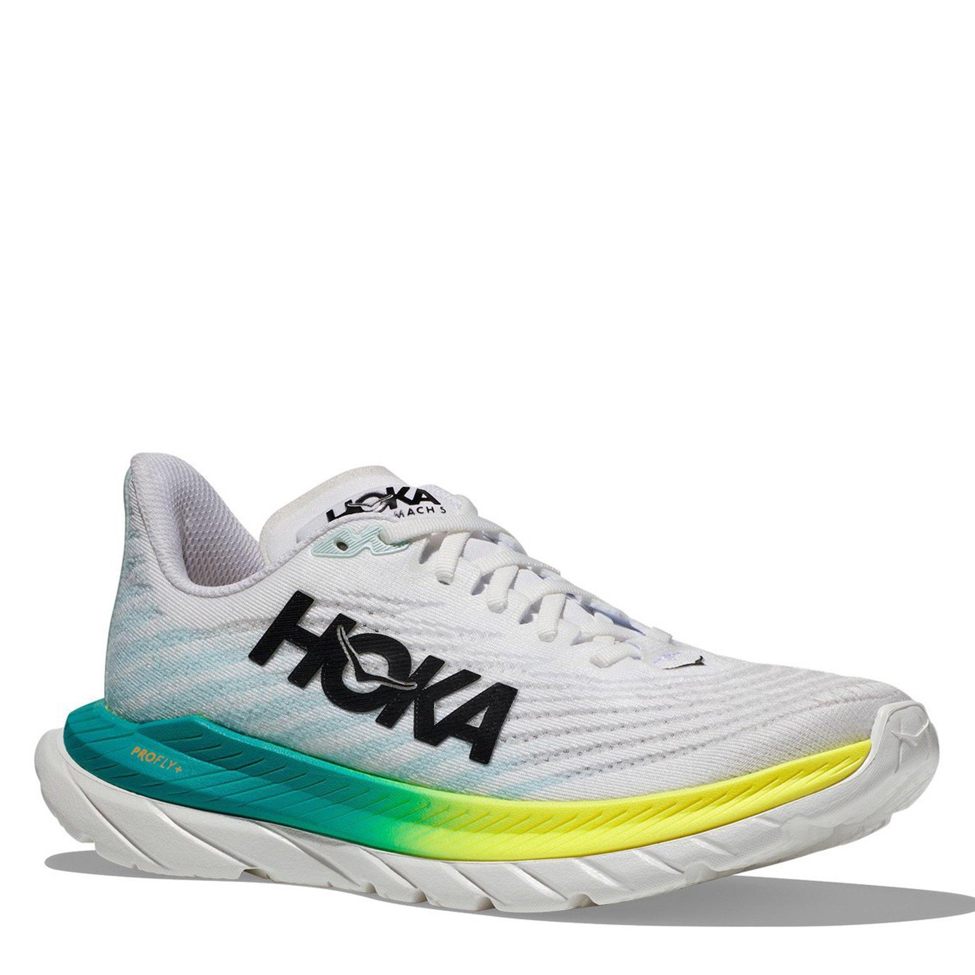 WHITE / BLUE - Hoka - Mach 5 Mens Running Shoes - 4