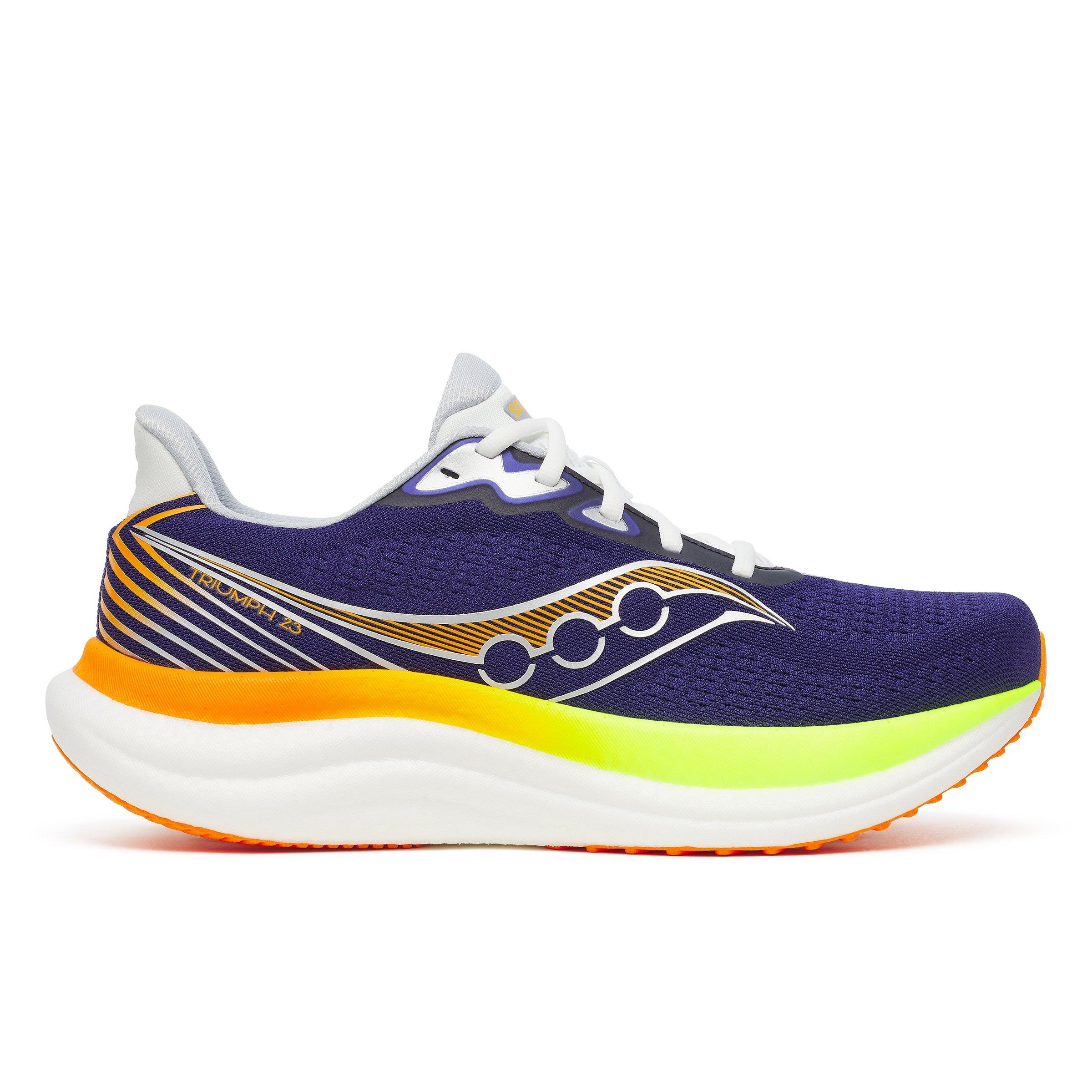 Saucony Men's Triumph 23 Road Running Shoes - Navy/Citron - 11 (46.5)