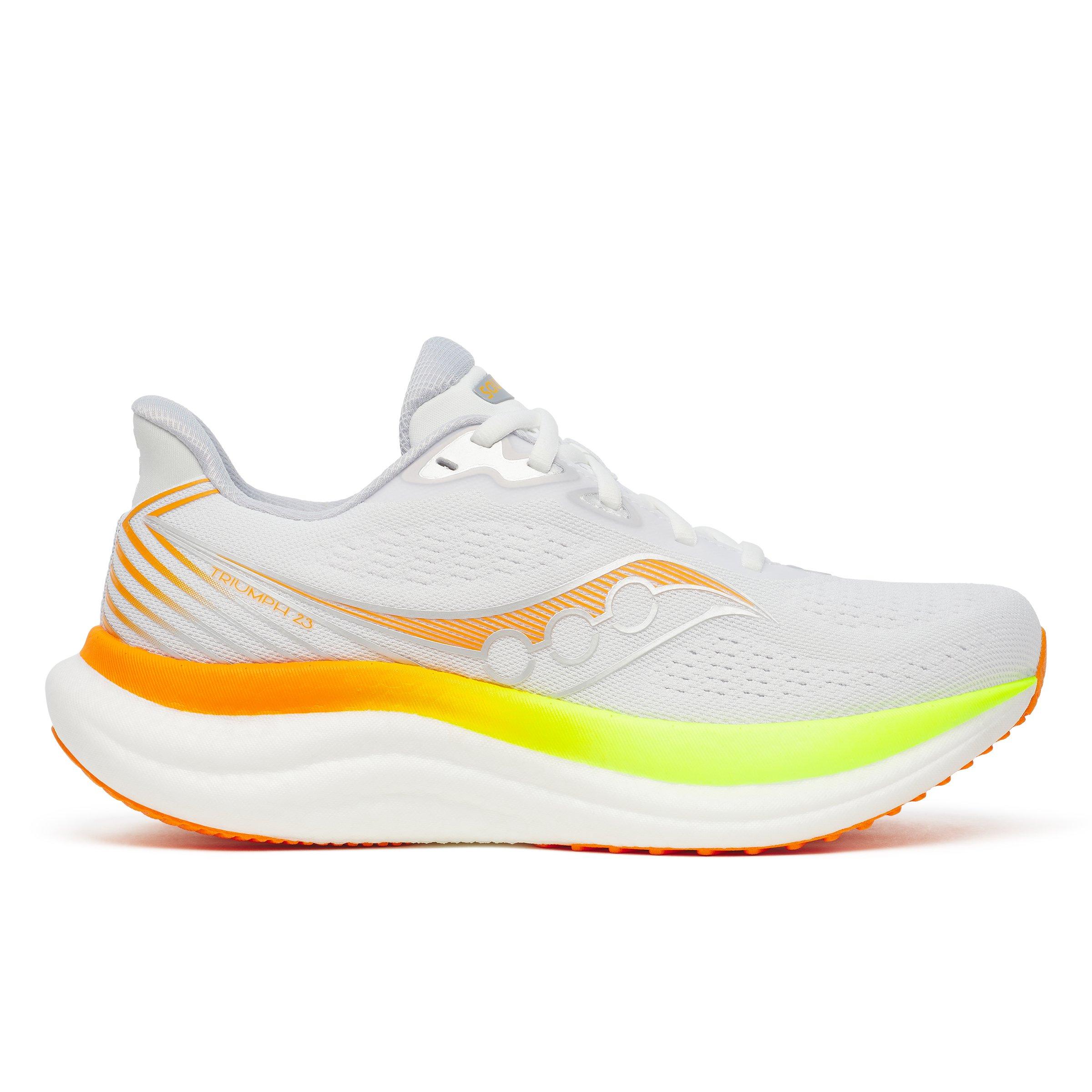 Saucony Women's Triumph 23 Road Running Shoes - White/Citron - 8 (42)