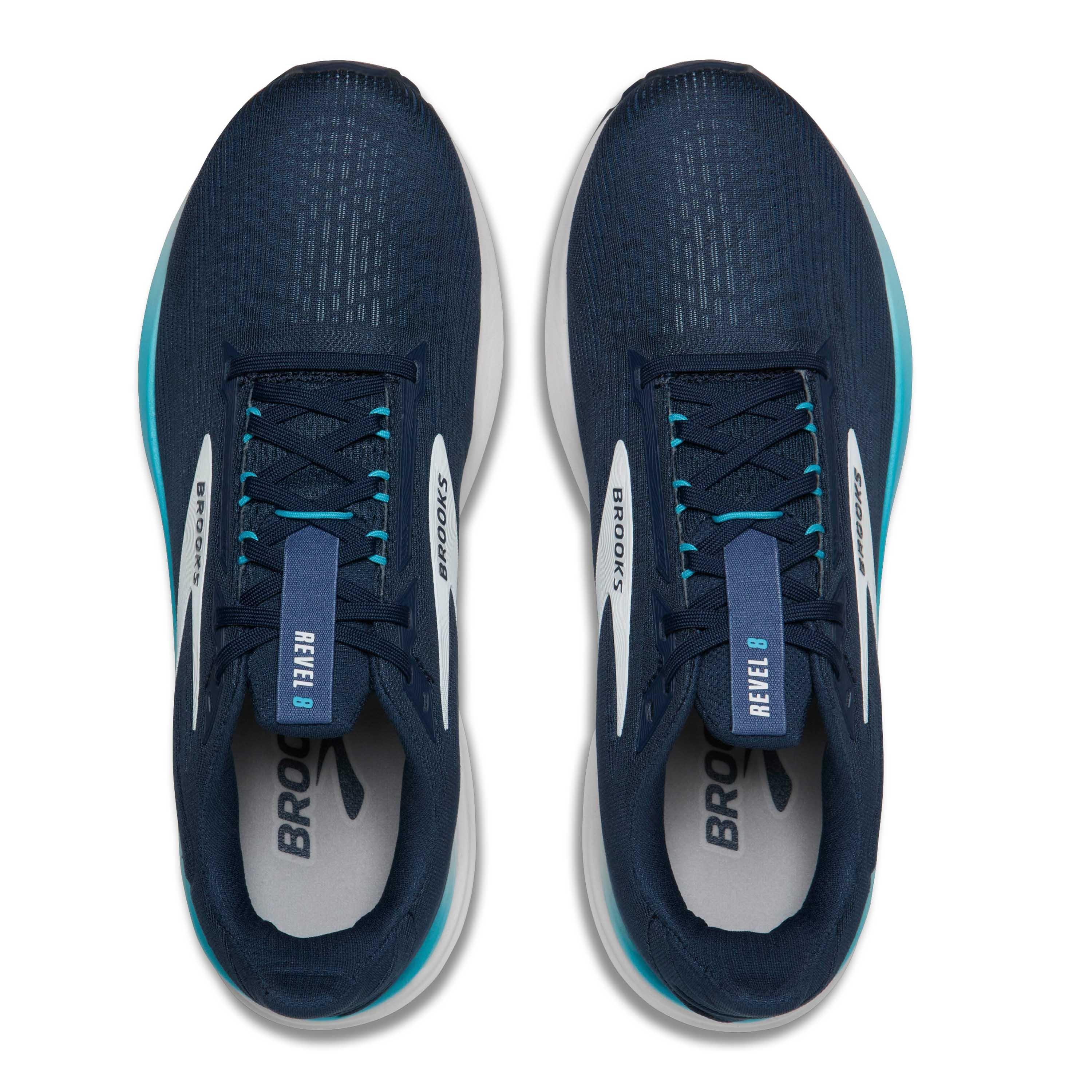 Navy/White - Brooks - Revel 8 Road Running Shoes Mens - 5