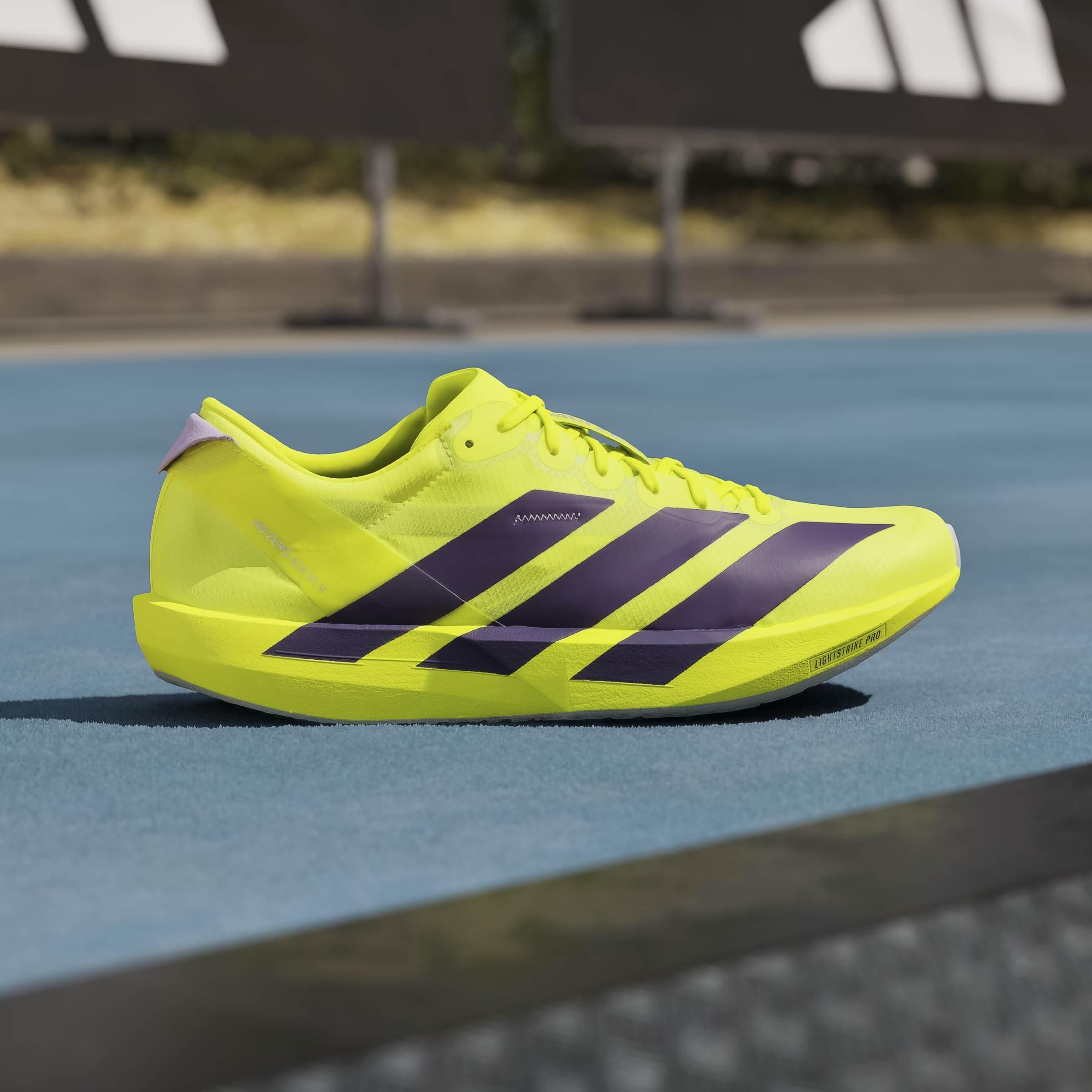 Yellow/Plum - adidas - Adios 9 Mens Running Shoes - 10