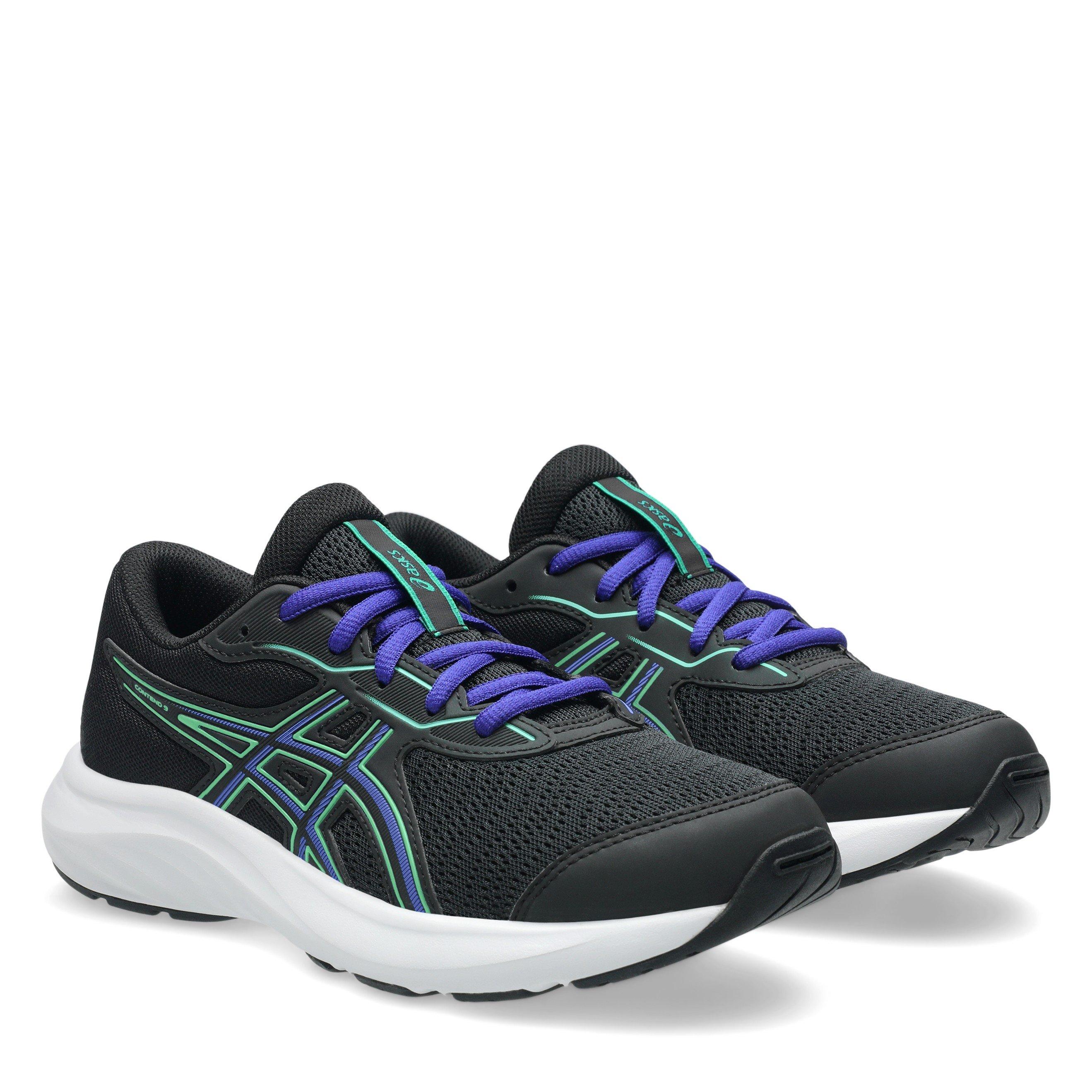 Black/Vital Grn - Asics - Contend 9 Gs Road Running Shoes Unisex Kids - 4