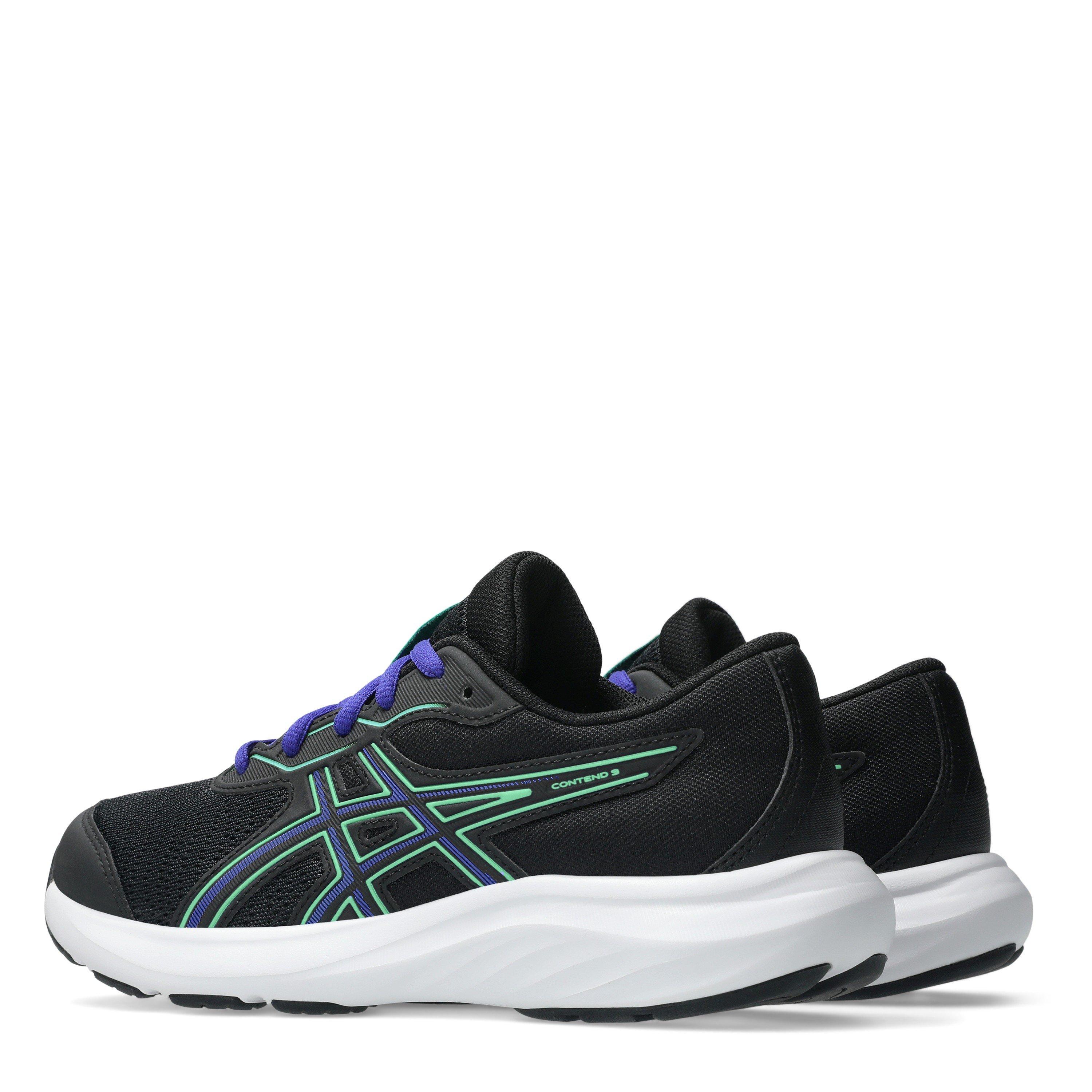 Black/Vital Grn - Asics - Contend 9 Gs Road Running Shoes Unisex Kids - 5