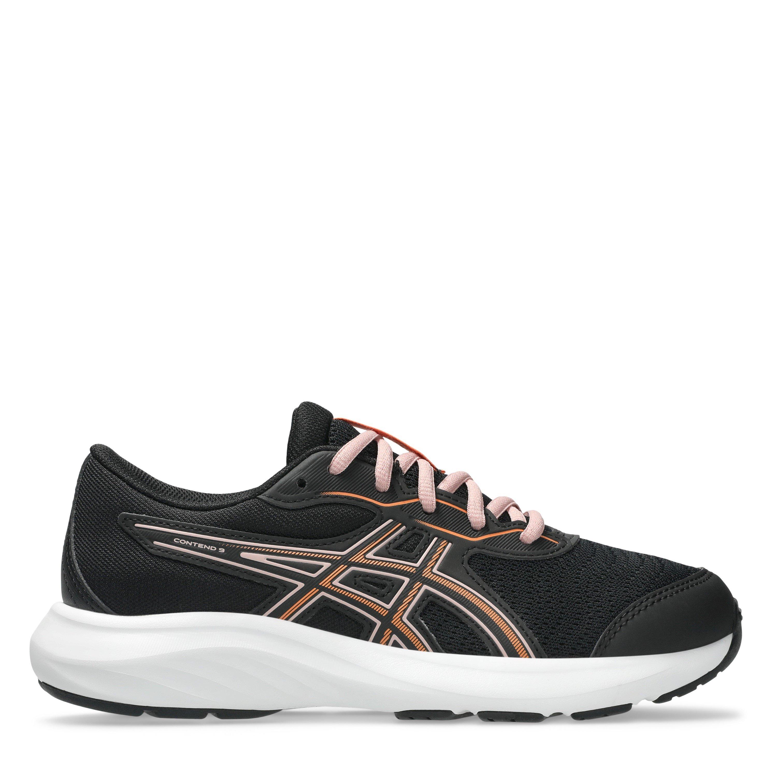 Asics  Kids Contend 9 Gs Kids Road Running Shoes - Black/Sun Peach - 6 (40)
