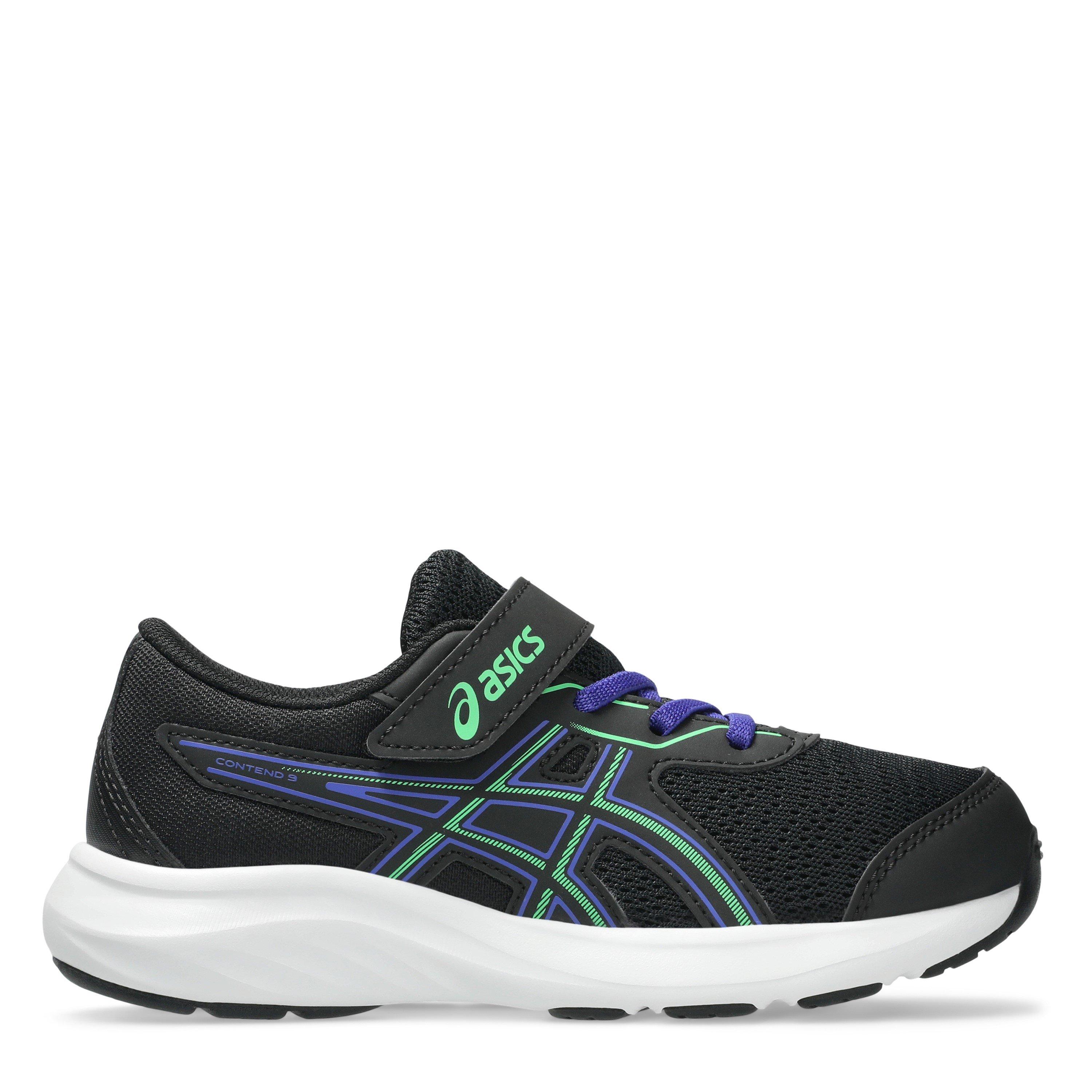 Asics  Kids Contend 9 Ps Kids Road Running Shoes - Black/Vital Grn - C10 (28)